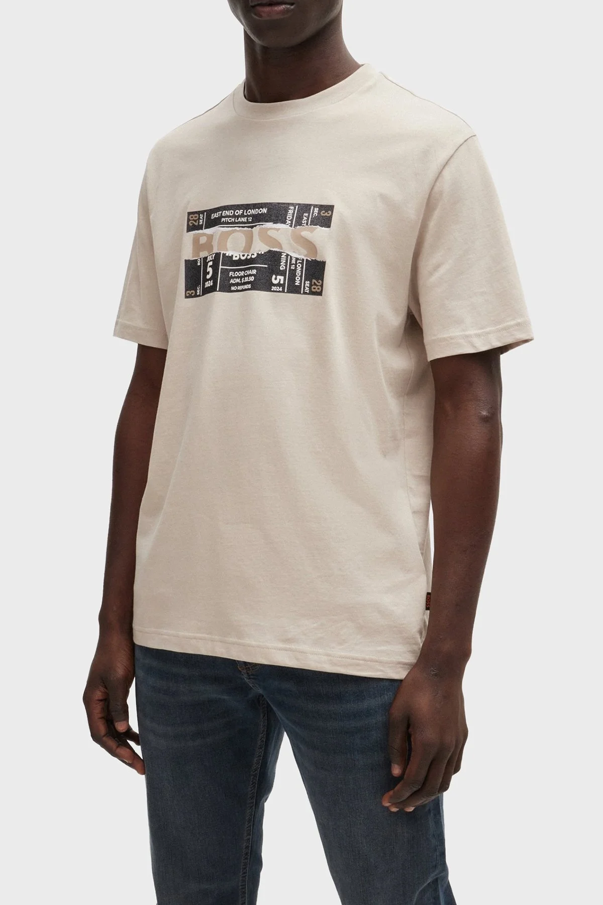 Boss % 100 Pamuk Regular Fit Bisiklet Yaka Logolu Erkek T Shirt 50515829 271 BEJ - 6