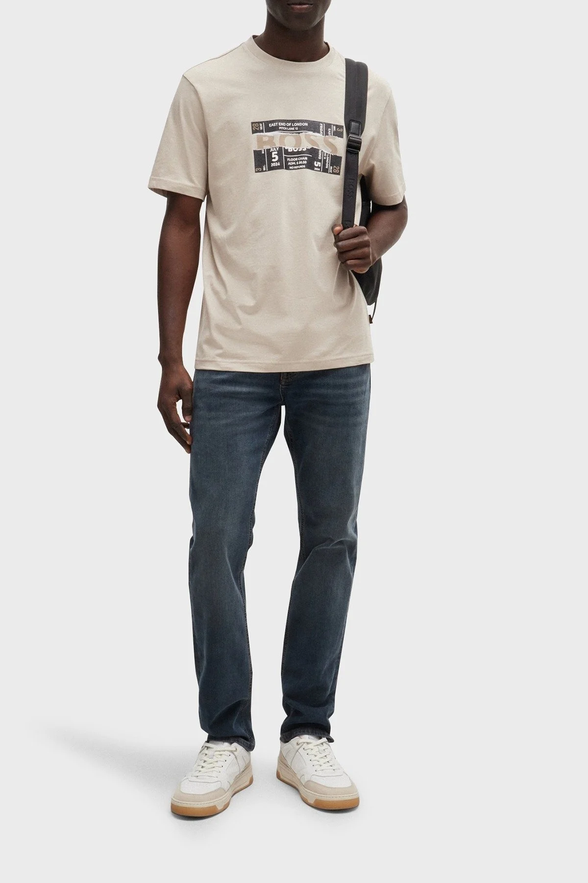 Boss % 100 Pamuk Regular Fit Bisiklet Yaka Logolu Erkek T Shirt 50515829 271 BEJ - 7