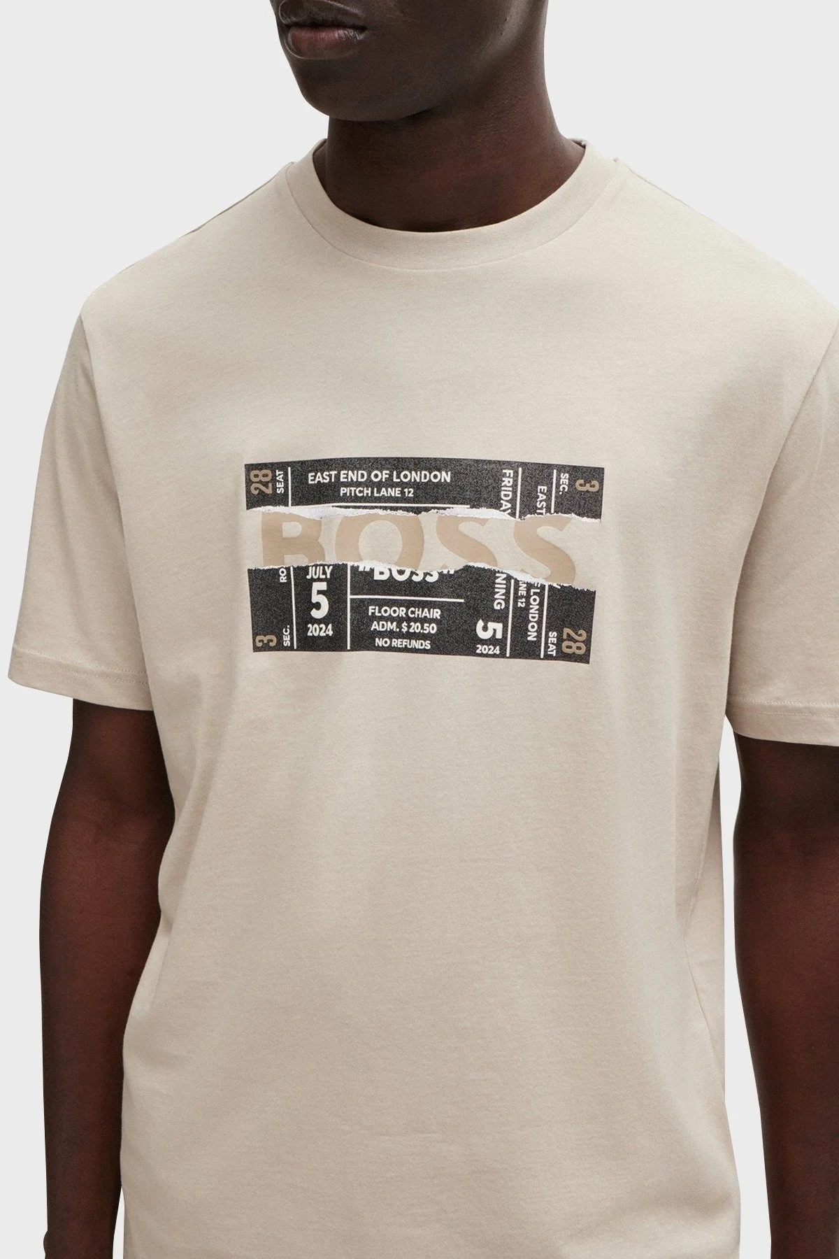 Boss % 100 Pamuk Regular Fit Bisiklet Yaka Logolu Erkek T Shirt 50515829 271 BEJ - 9
