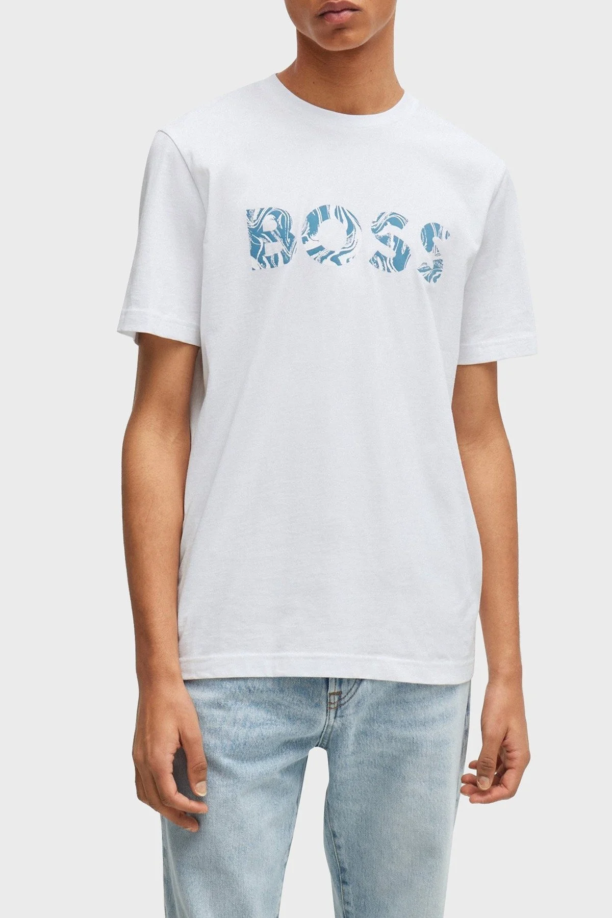 Boss % 100 Pamuk Regular Fit Bisiklet Yaka Logolu Erkek T Shirt 50515997 100 BEYAZ - 1