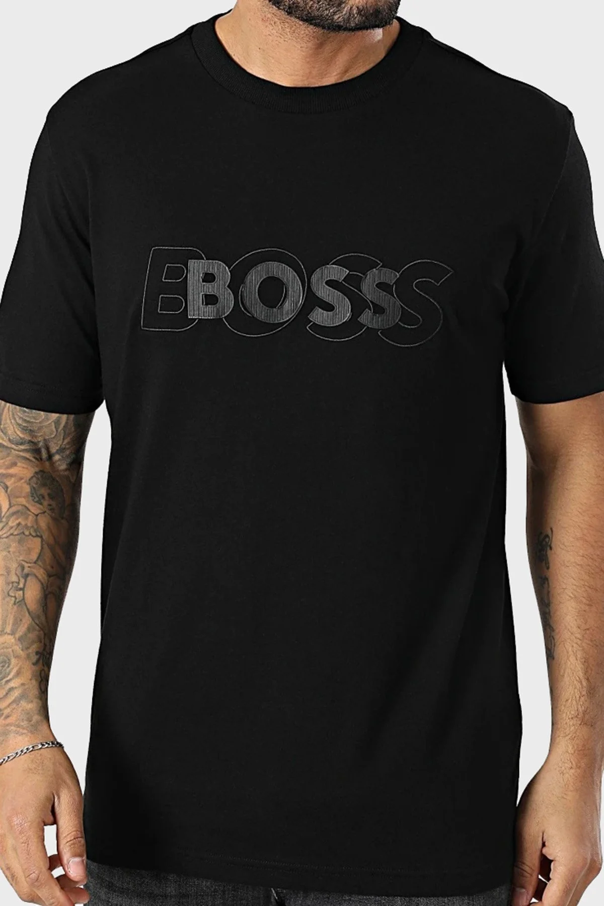 Boss % 100 Pamuk Regular Fit Bisiklet Yaka Logolu Erkek T Shirt 50531271 001 SİYAH - 1