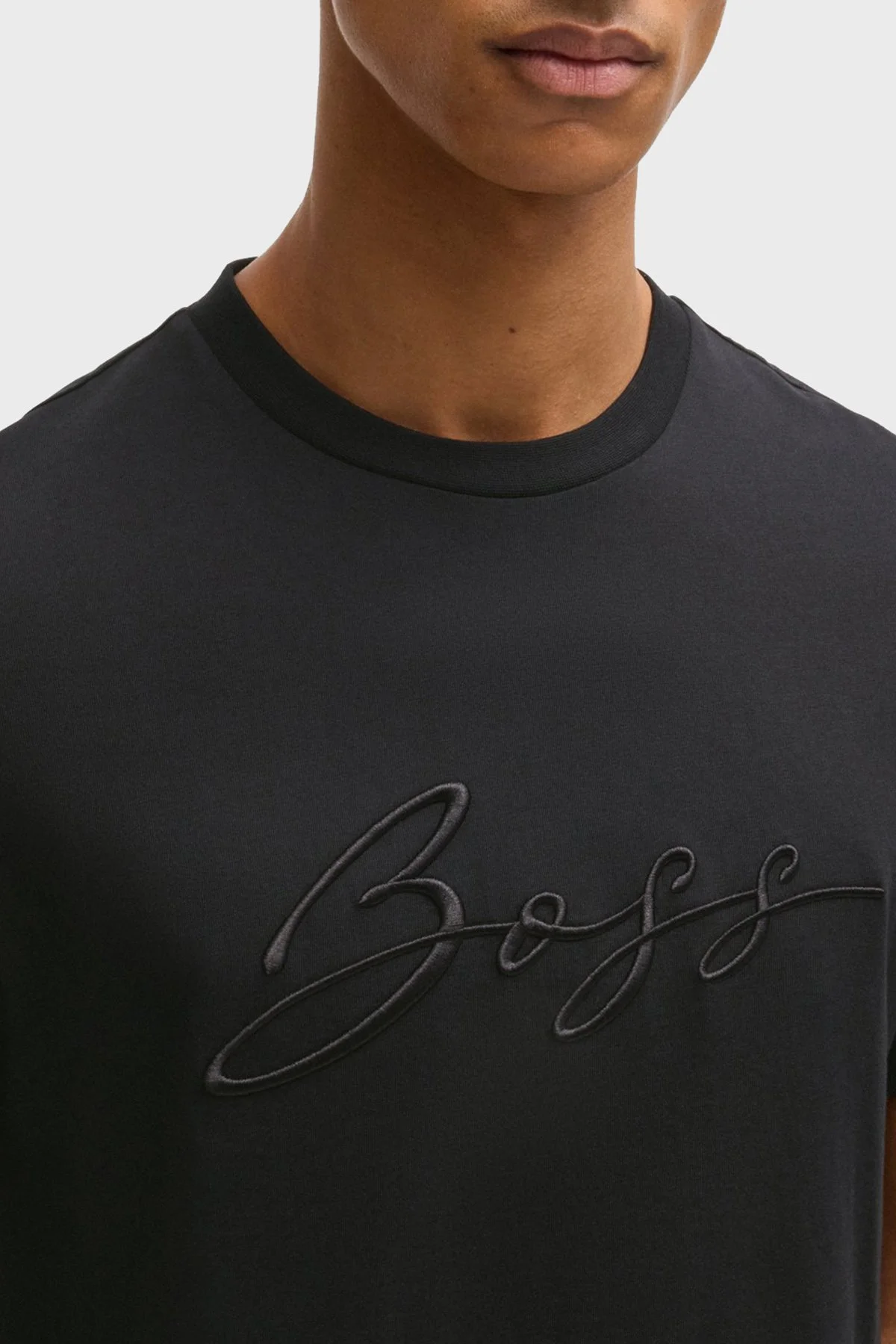 Boss % 100 Pamuk Regular Fit Bisiklet Yaka Logolu Erkek T Shirt 50531309 001 SİYAH - 4
