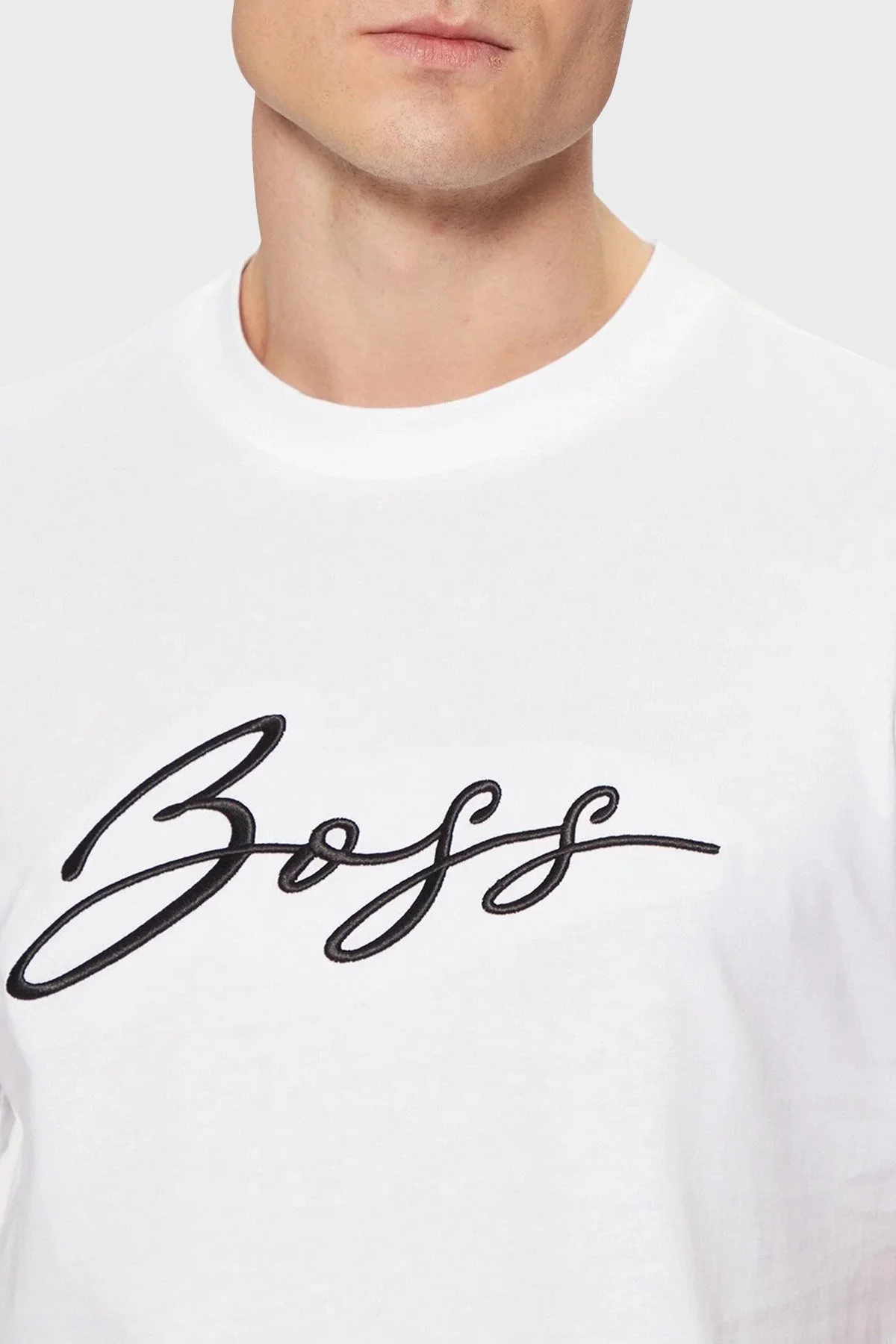 Boss % 100 Pamuk Regular Fit Bisiklet Yaka Logolu Erkek T Shirt 50531309 100 BEYAZ - 4