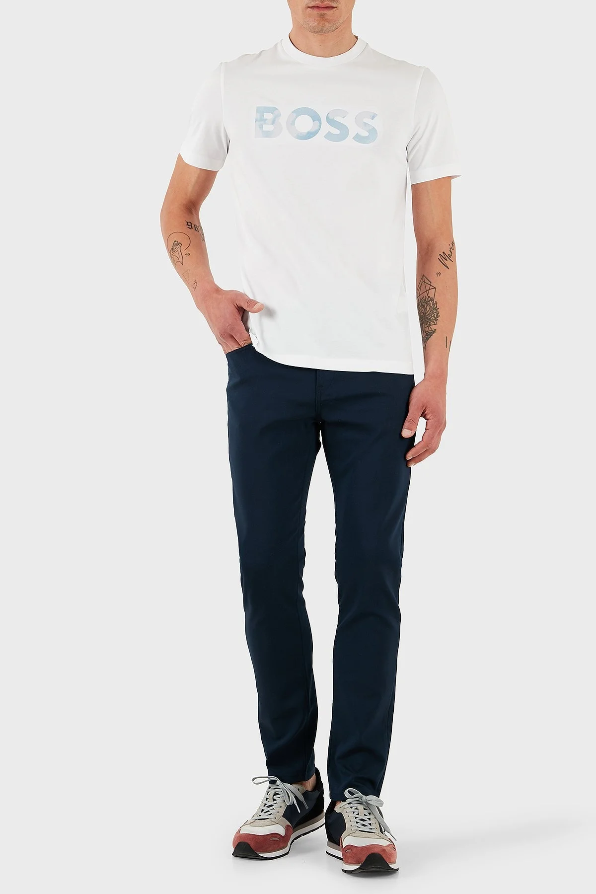 Boss % 100 Pamuk Regular Fit Bisiklet Yaka Logolu Erkek T Shirt 50531309 102 BEYAZ - 2