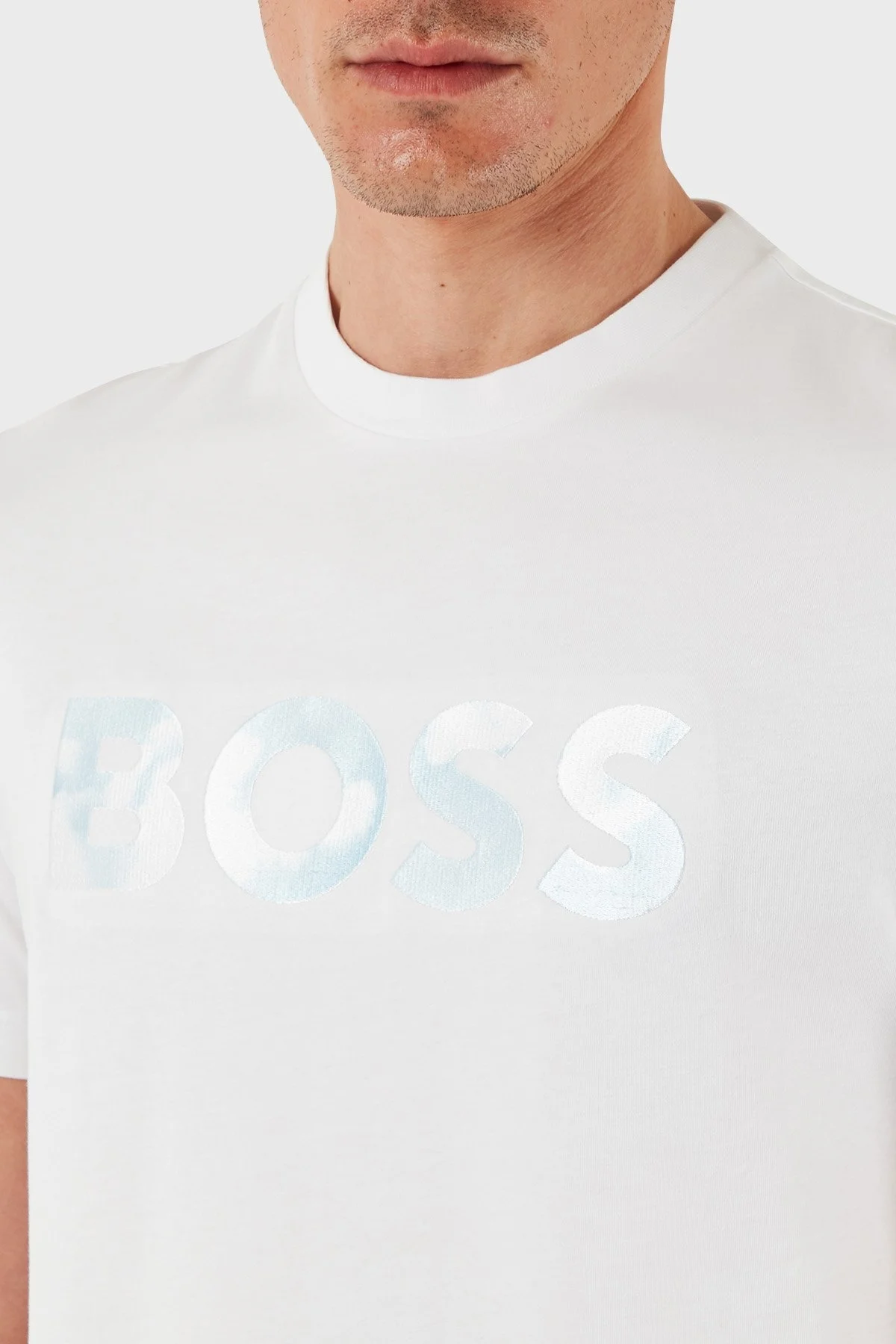 Boss % 100 Pamuk Regular Fit Bisiklet Yaka Logolu Erkek T Shirt 50531309 102 BEYAZ - 4
