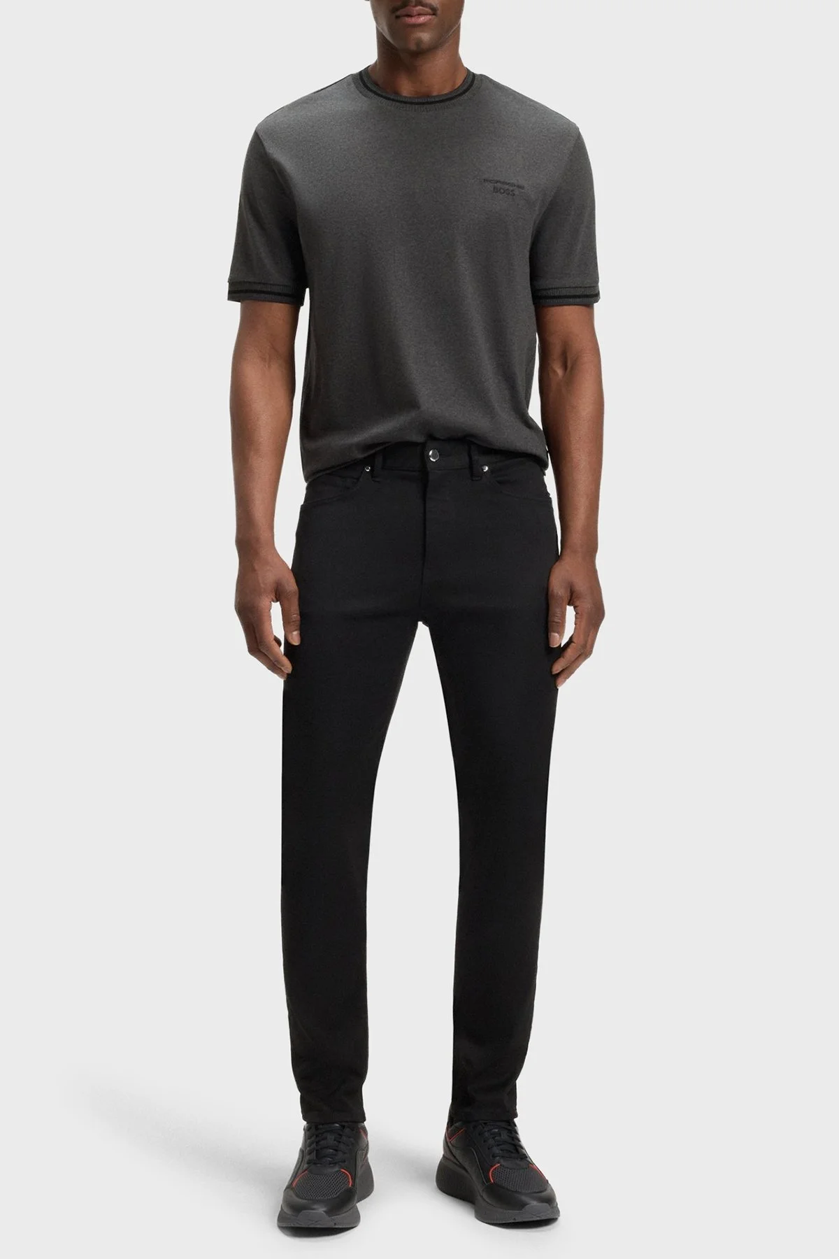 Boss % 100 Pamuk Regular Fit Bisiklet Yaka Logolu Erkek T Shirt 50543341 012 ANTRASİT - 2