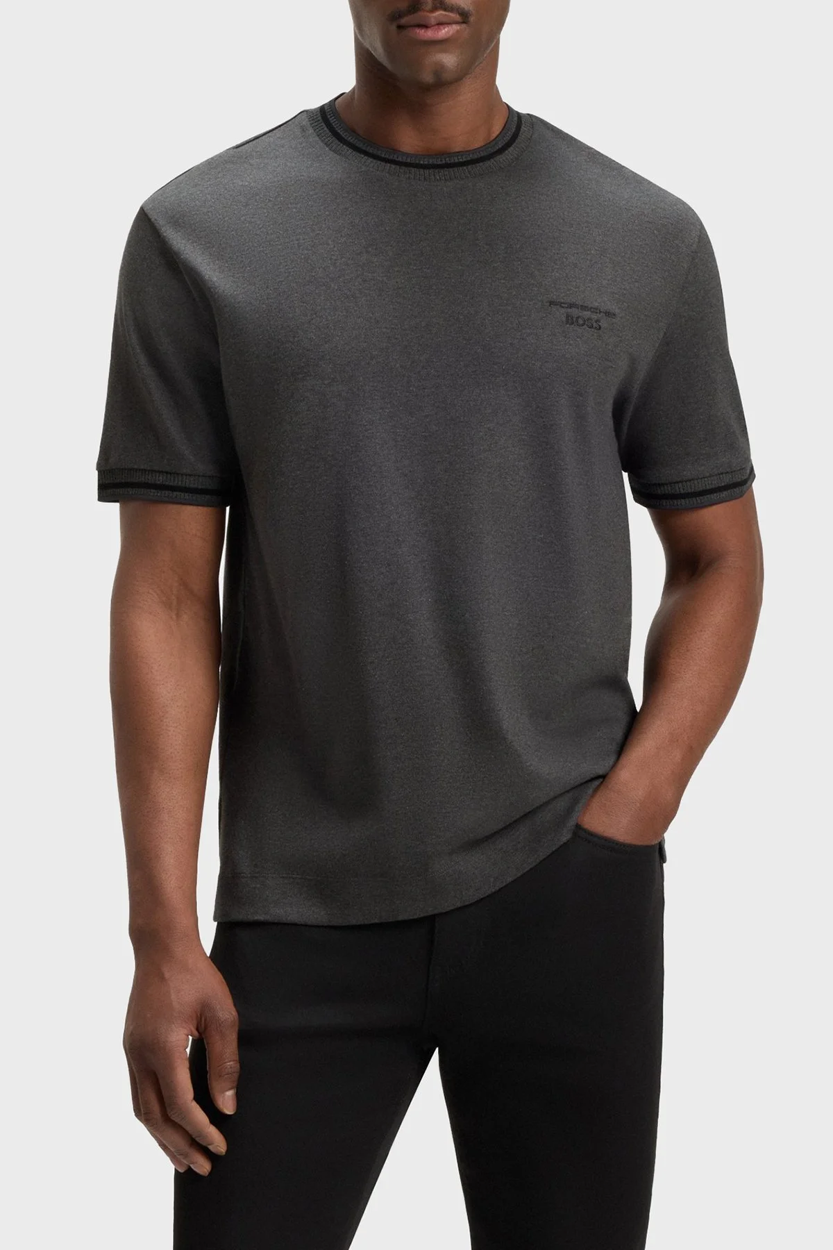 Boss % 100 Pamuk Regular Fit Bisiklet Yaka Logolu Erkek T Shirt 50543341 012 ANTRASİT - 1