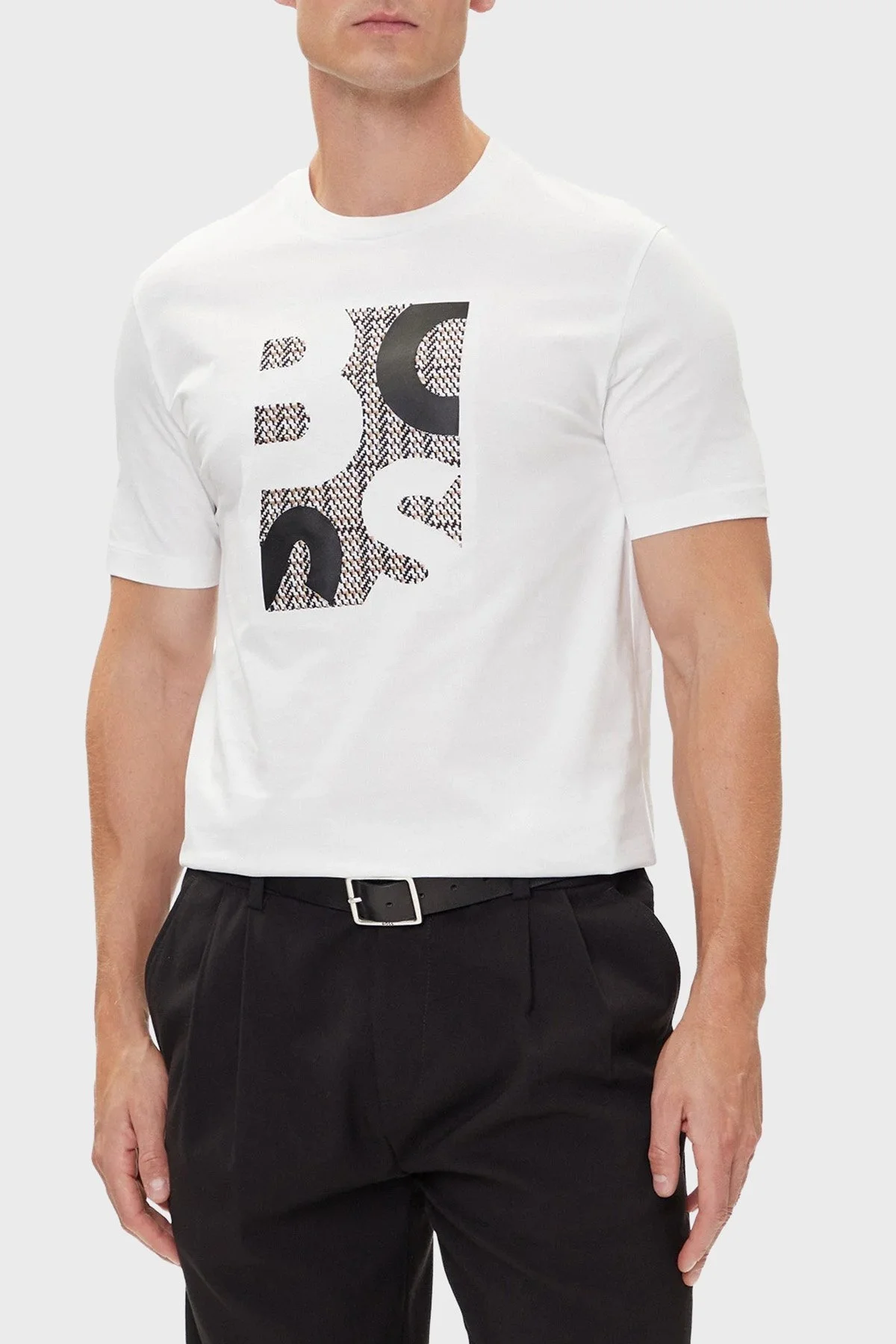 Boss % 100 Pamuk Regular Fit Bisiklet Yaka Logolu Erkek T Shirt 50543901 100 BEYAZ - 1