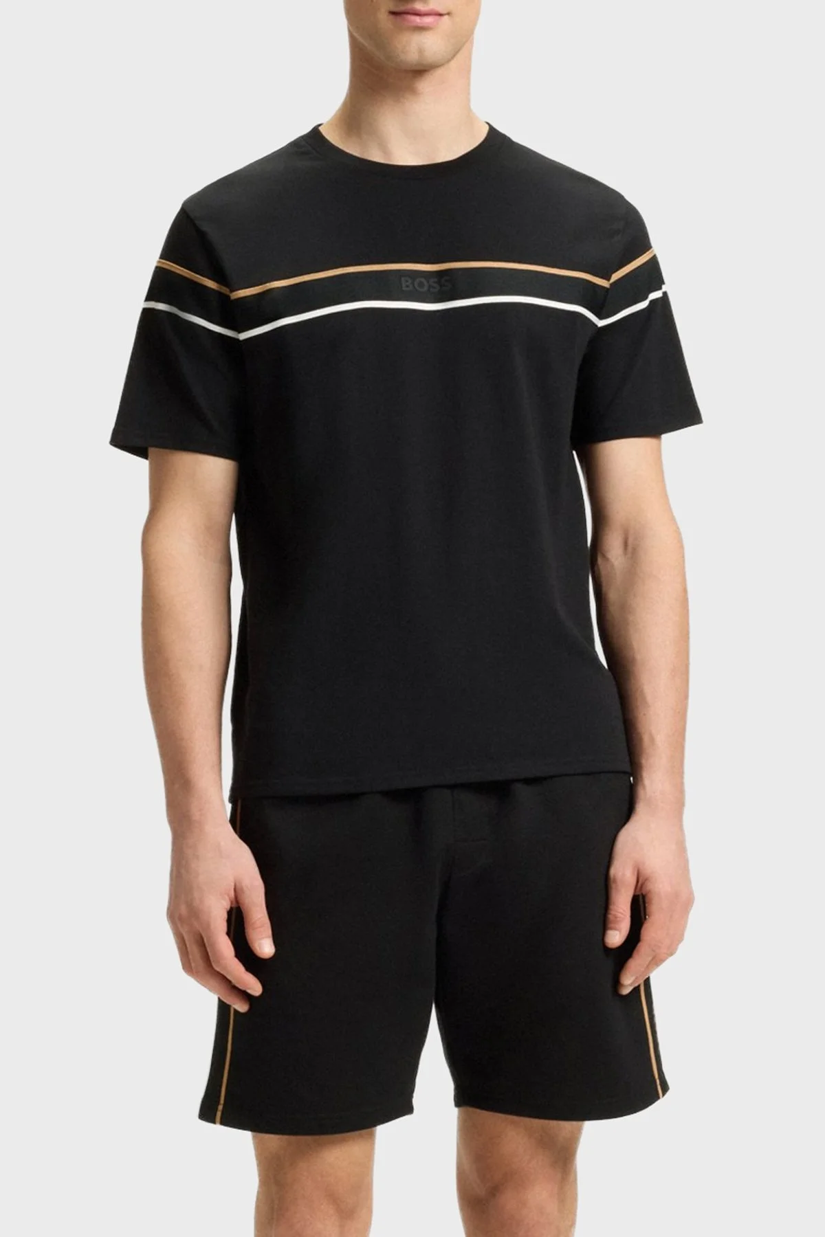 Boss % 100 Pamuk Regular Fit Bisiklet Yaka Logolu Jarse Erkek T Shirt 50545852 001 SİYAH - 3