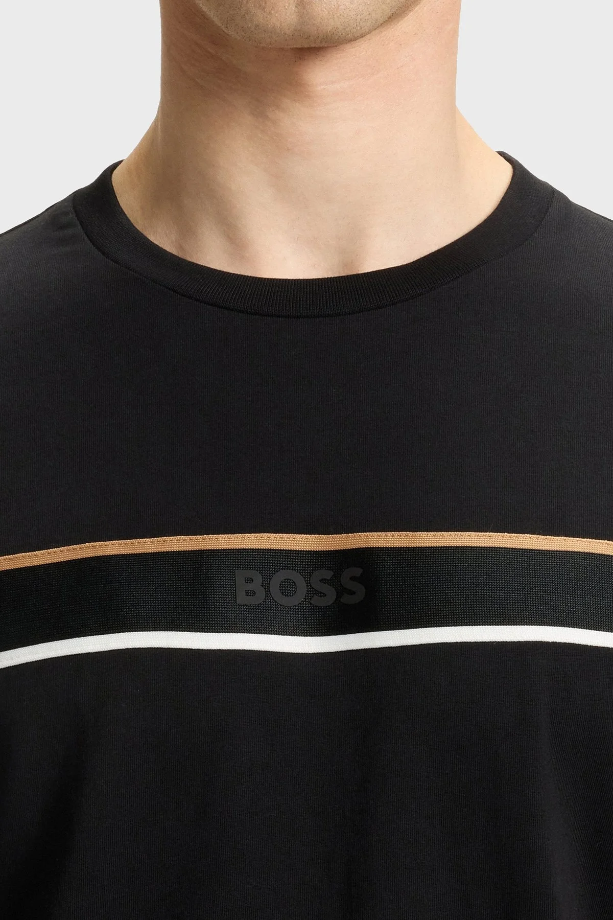 Boss % 100 Pamuk Regular Fit Bisiklet Yaka Logolu Jarse Erkek T Shirt 50545852 001 SİYAH - 4