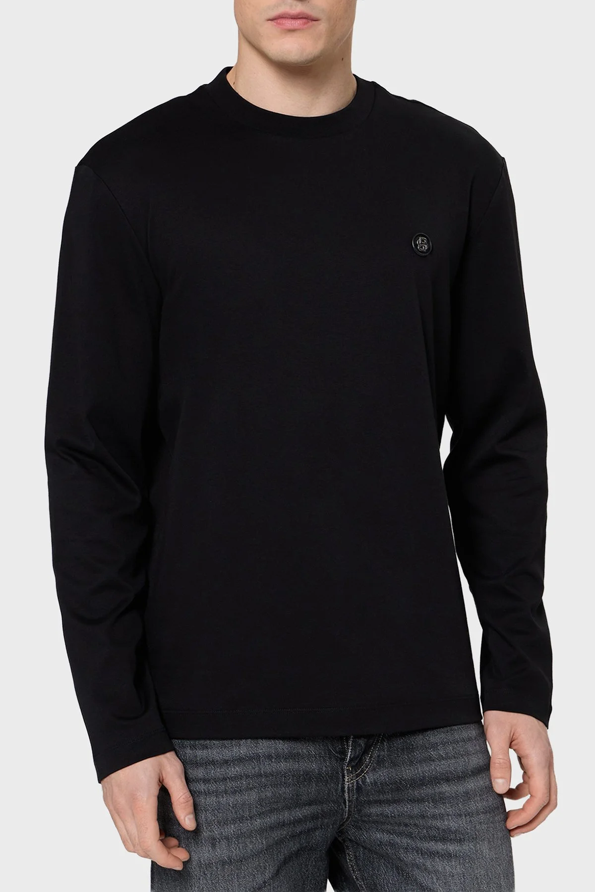 Boss % 100 Pamuk Regular Fit Bisiklet Yaka Uzun Kollu Erkek T Shirt 50555107 001 SİYAH - 1