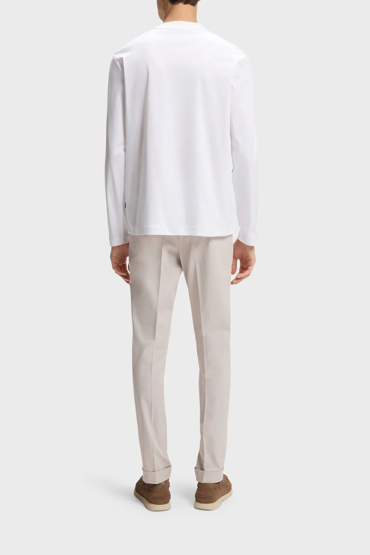 Boss % 100 Pamuk Regular Fit Bisiklet Yaka Uzun Kollu Erkek T Shirt 50555107 100 BEYAZ - 3