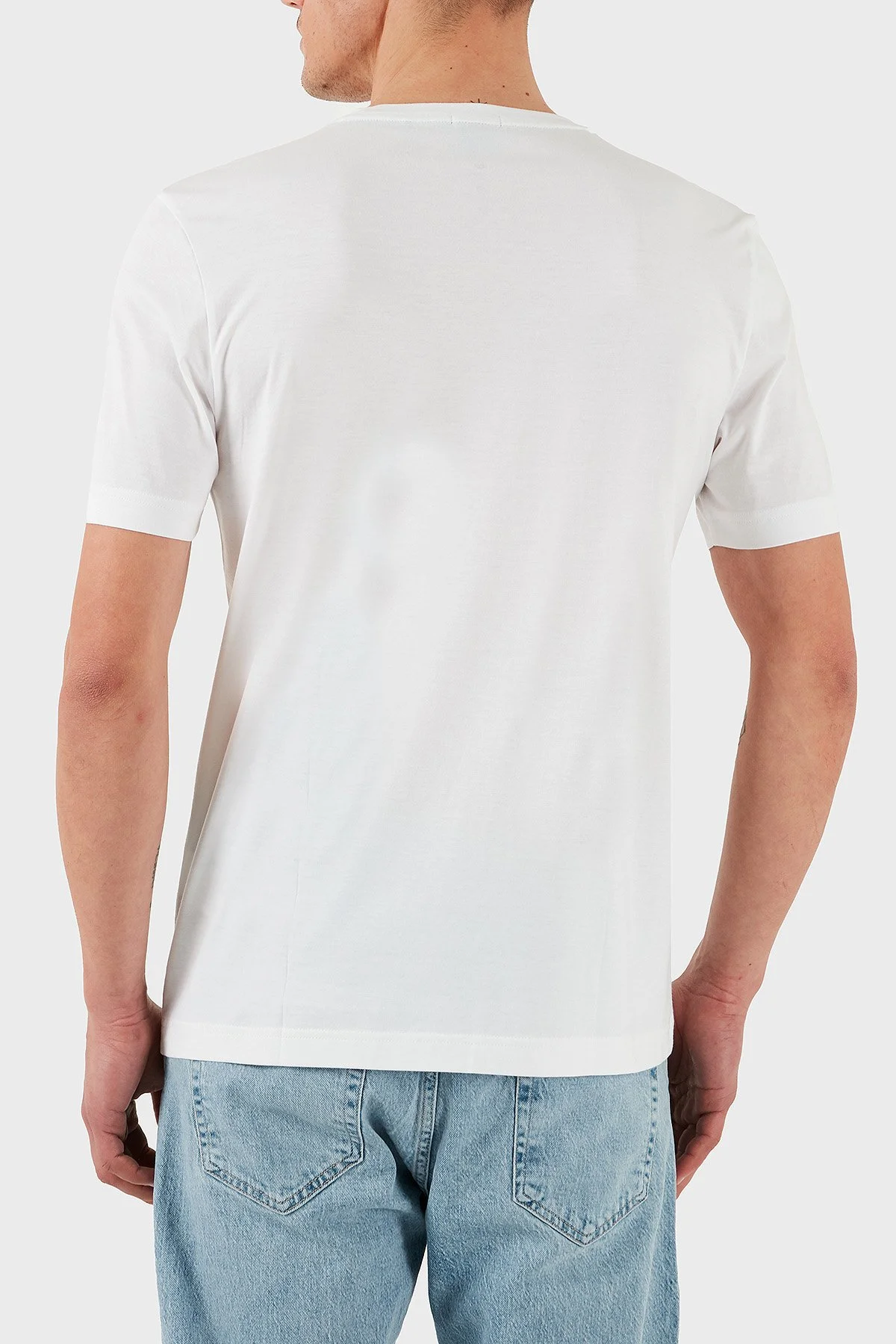Boss % 100 Pamuk Regular Fit Bisklet Yaka Baskılı Erkek T Shirt 50531587 100 BEYAZ - 3