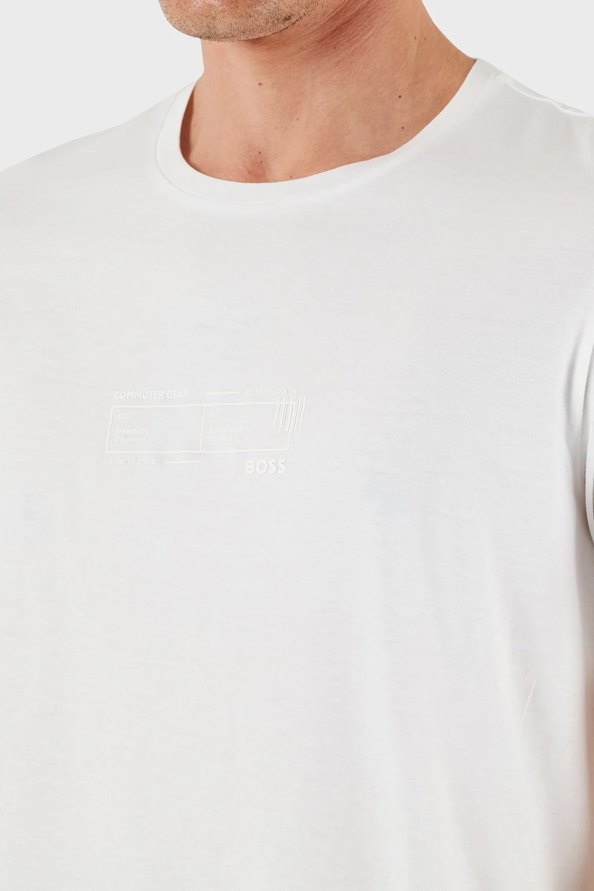Boss % 100 Pamuk Regular Fit Bisklet Yaka Baskılı Erkek T Shirt 50531587 100 BEYAZ - 6