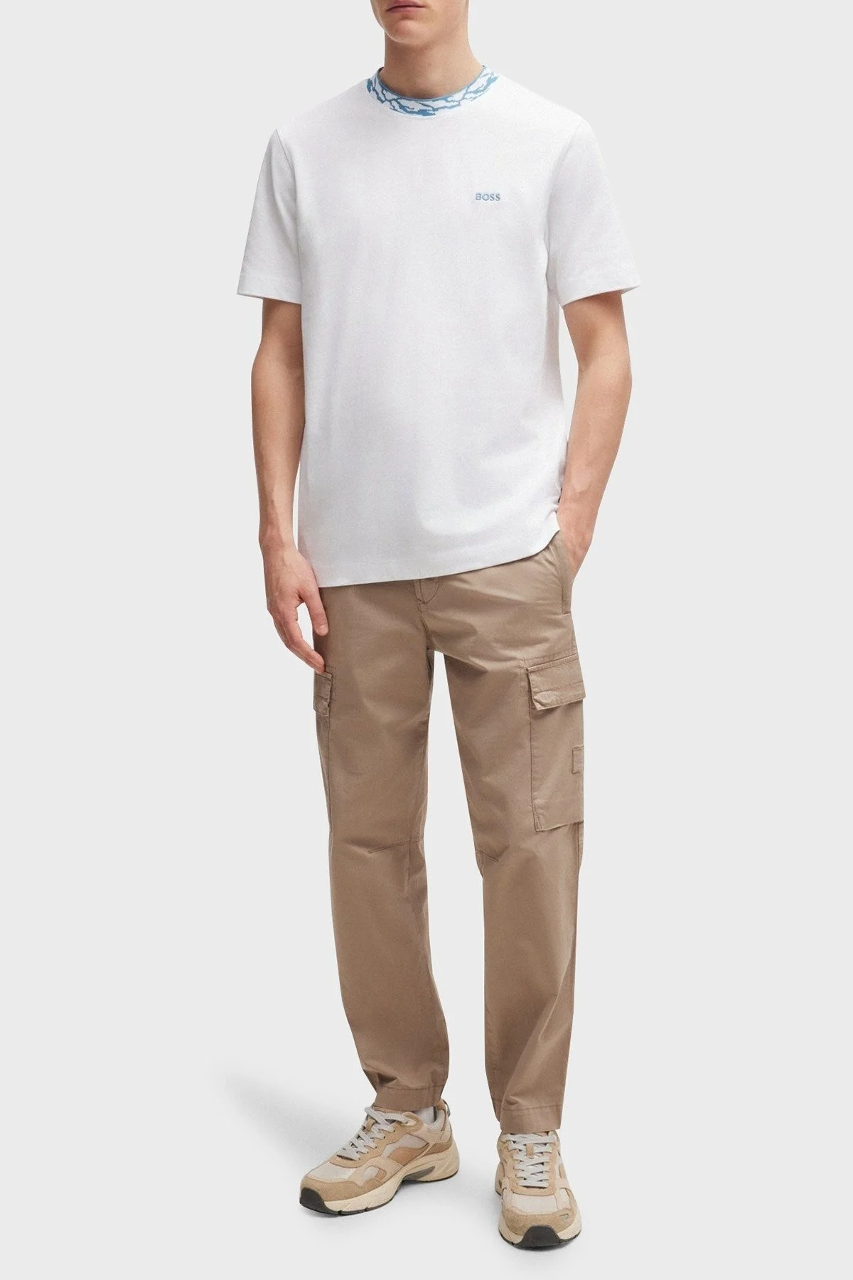 Boss % 100 Pamuk Regular Fit Desenli Yaka Erkek T Shirt 50515891 100 BEYAZ - 2