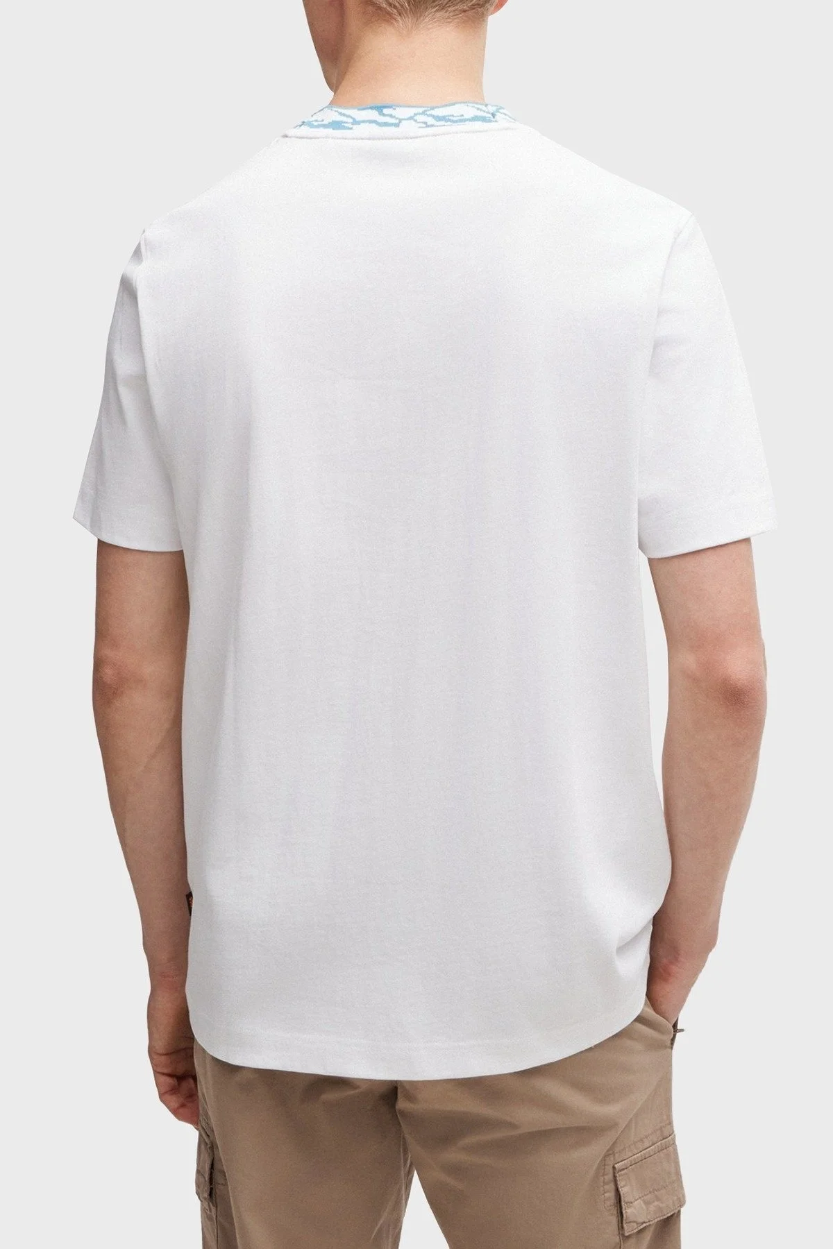 Boss % 100 Pamuk Regular Fit Desenli Yaka Erkek T Shirt 50515891 100 BEYAZ - 8