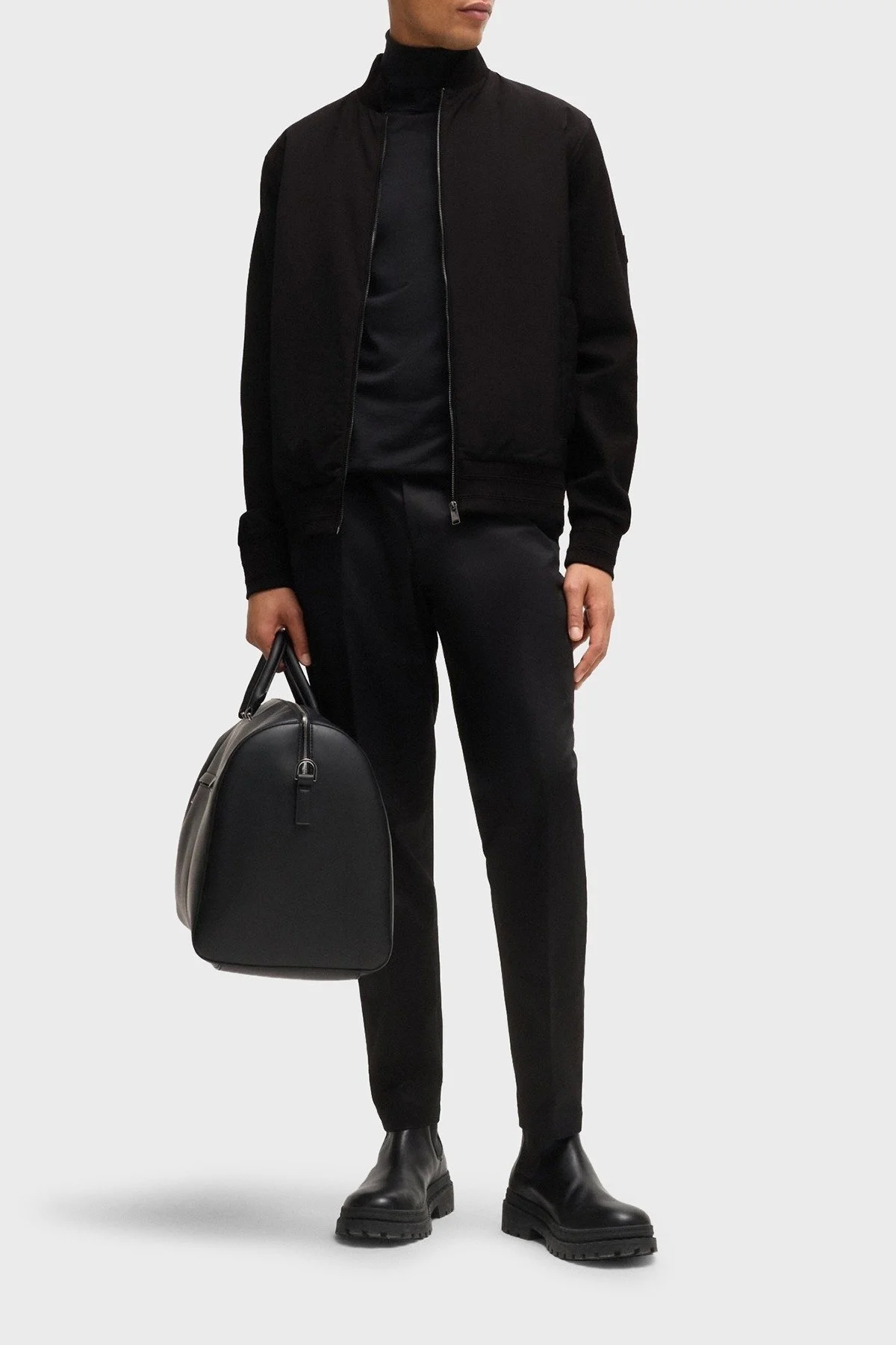 Boss % 100 Pamuk Regular Fit Dik Yaka Fermuarlı Erkek Sweat 50525007 001 SİYAH - 2