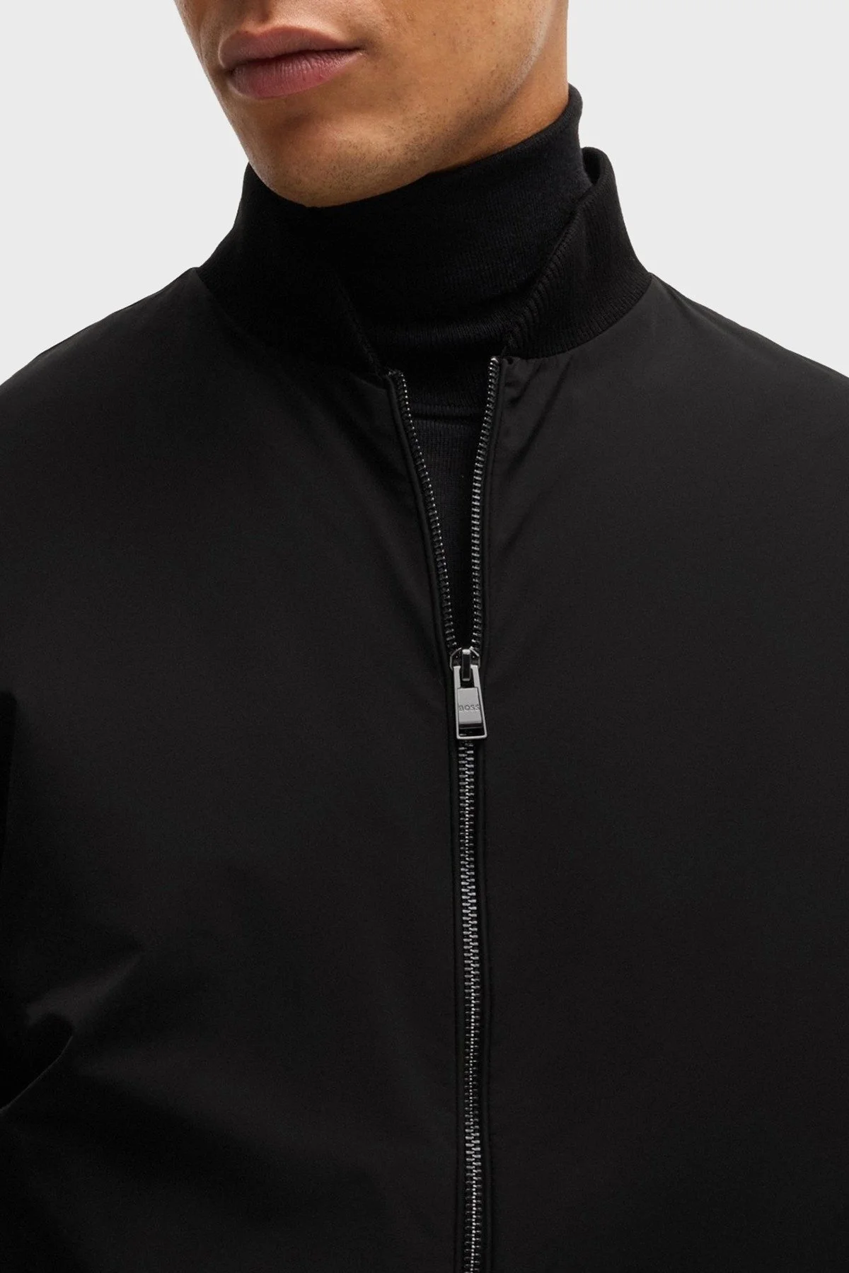 Boss % 100 Pamuk Regular Fit Dik Yaka Fermuarlı Erkek Sweat 50525007 001 SİYAH - 4