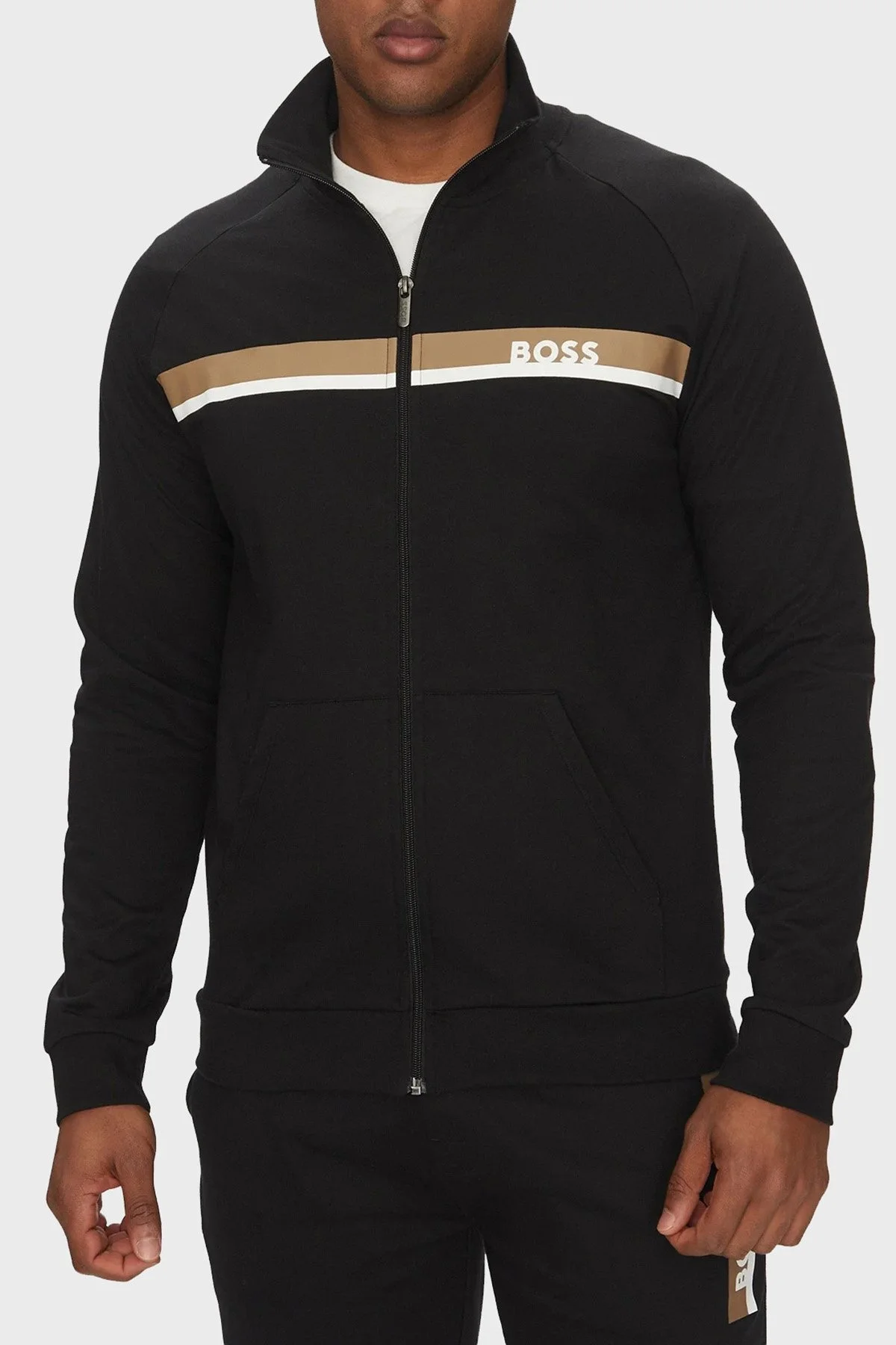 Boss % 100 Pamuk Regular Fit Dik Yaka Fermuarlı Logolu Erkek Sweat 50540660 001 SİYAH - 1