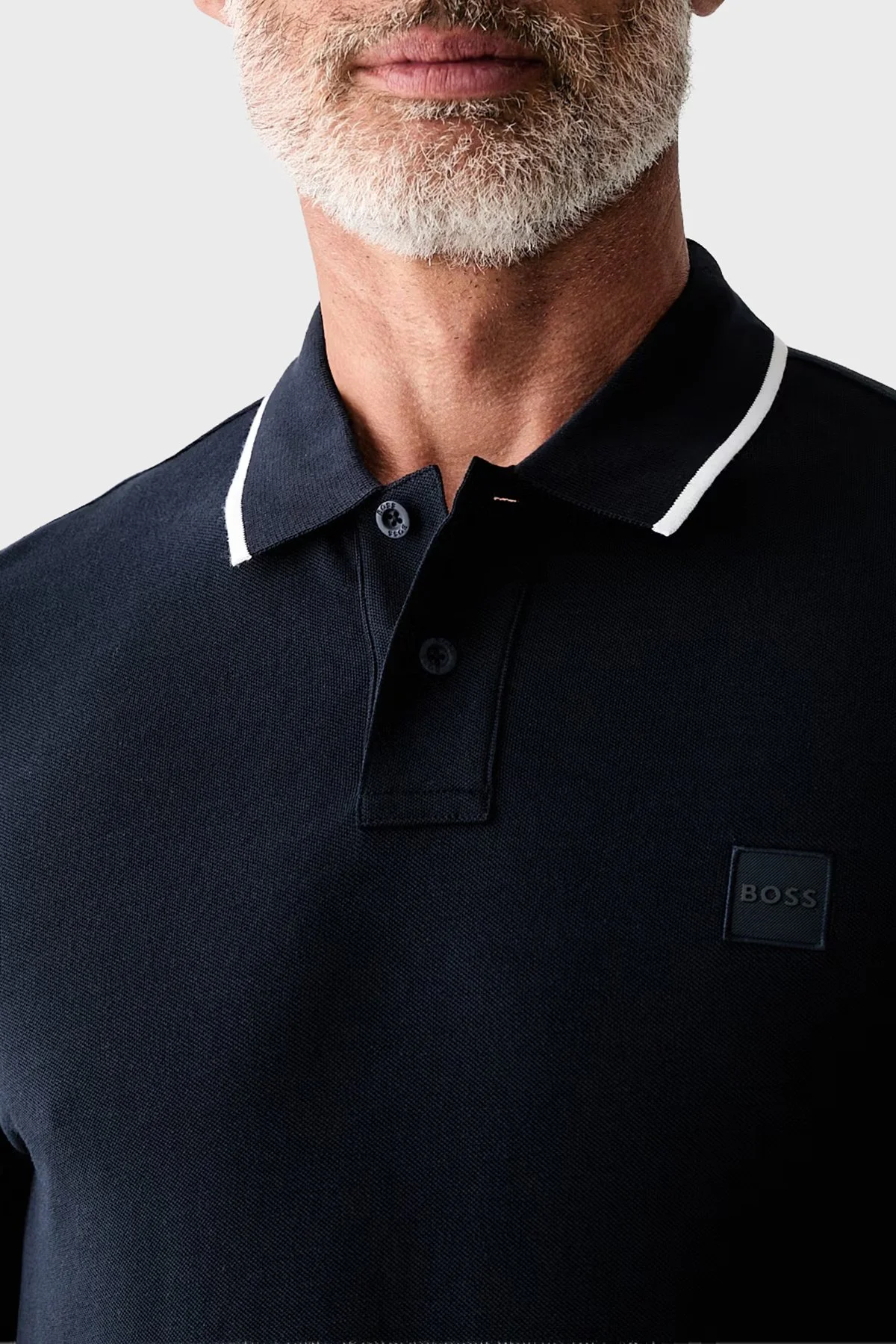 Boss % 100 Pamuk Regular Fit Düğmeli Erkek Polo Yaka Sweat 50566186 404 Lacivert - 3