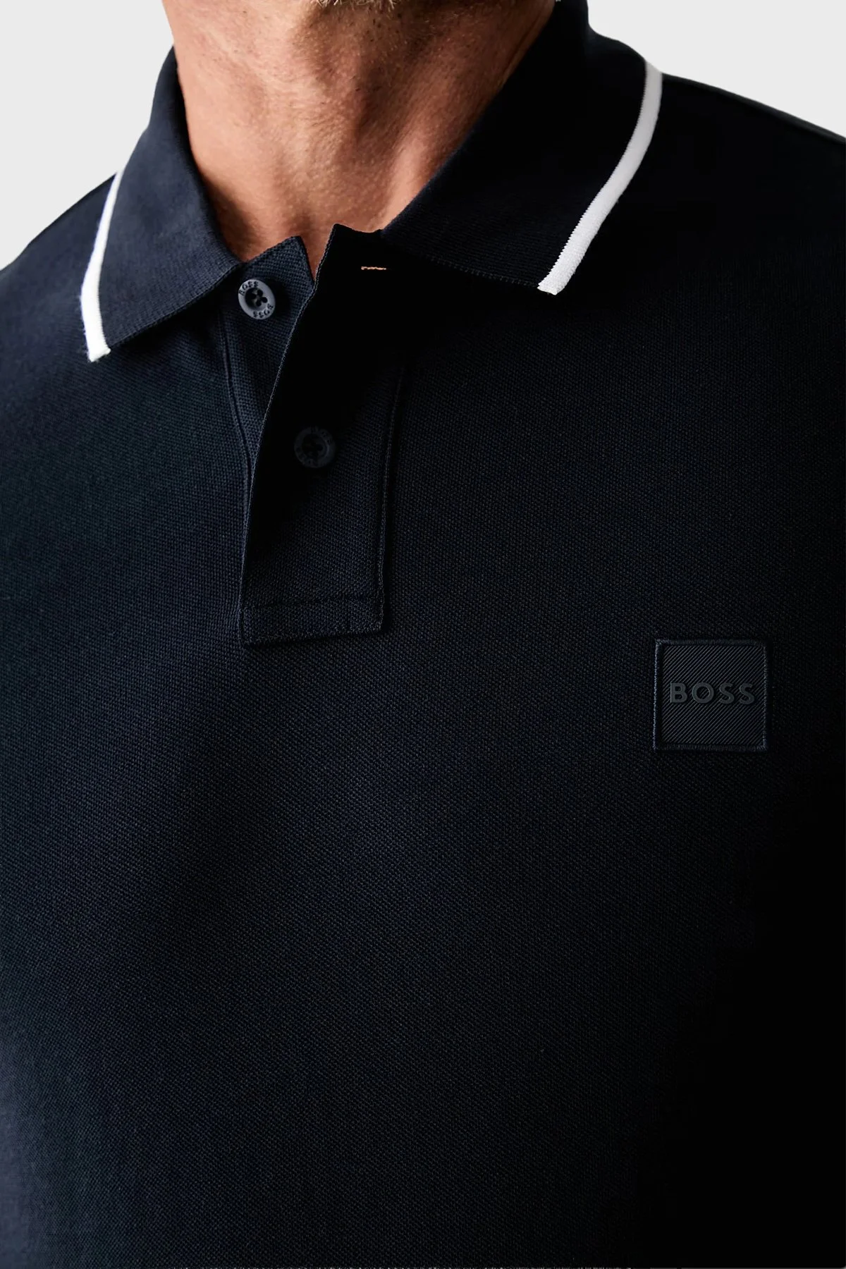 Boss % 100 Pamuk Regular Fit Düğmeli Erkek Polo Yaka Sweat 50566186 404 Lacivert - 4
