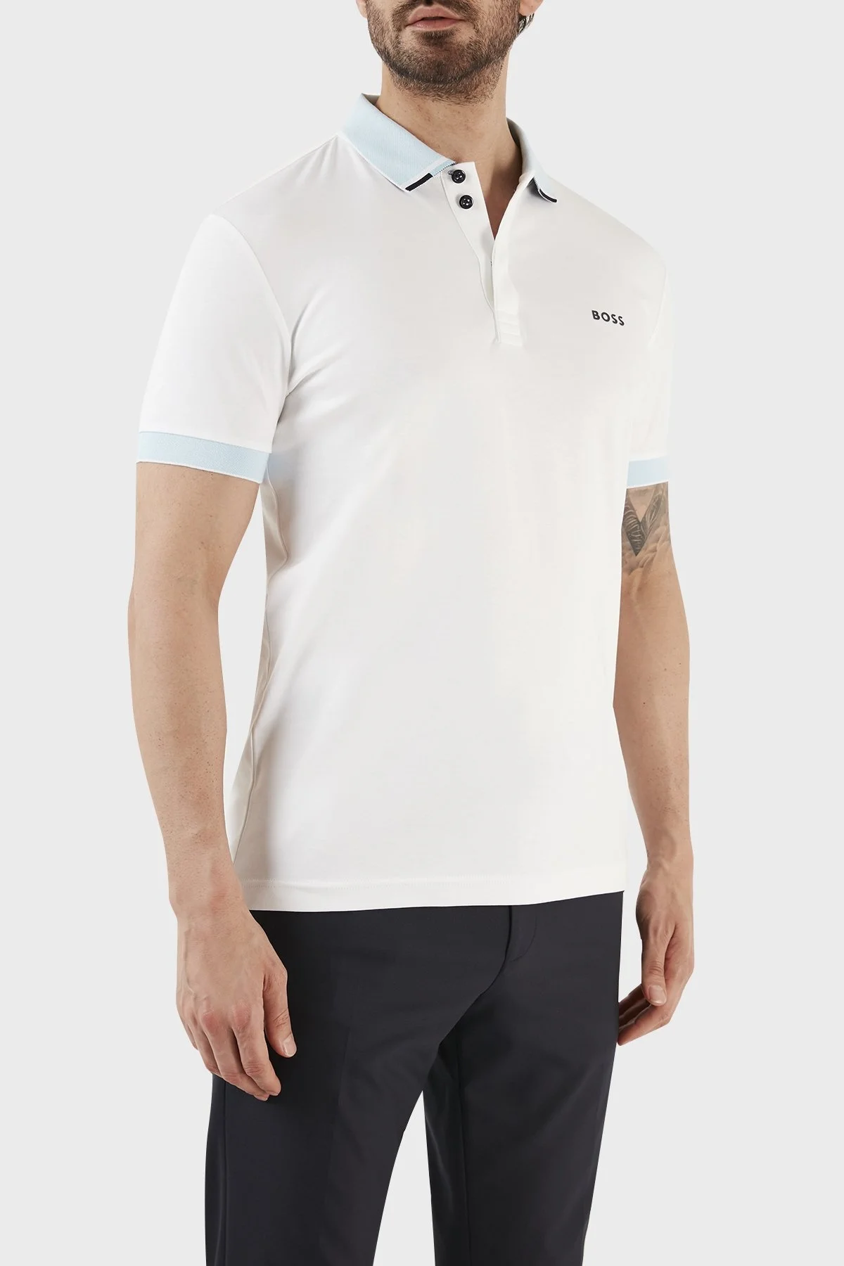 Boss % 100 Pamuk Regular Fit Düğmeli Erkek Polo T Shirt 50488259 100 BEYAZ - 3