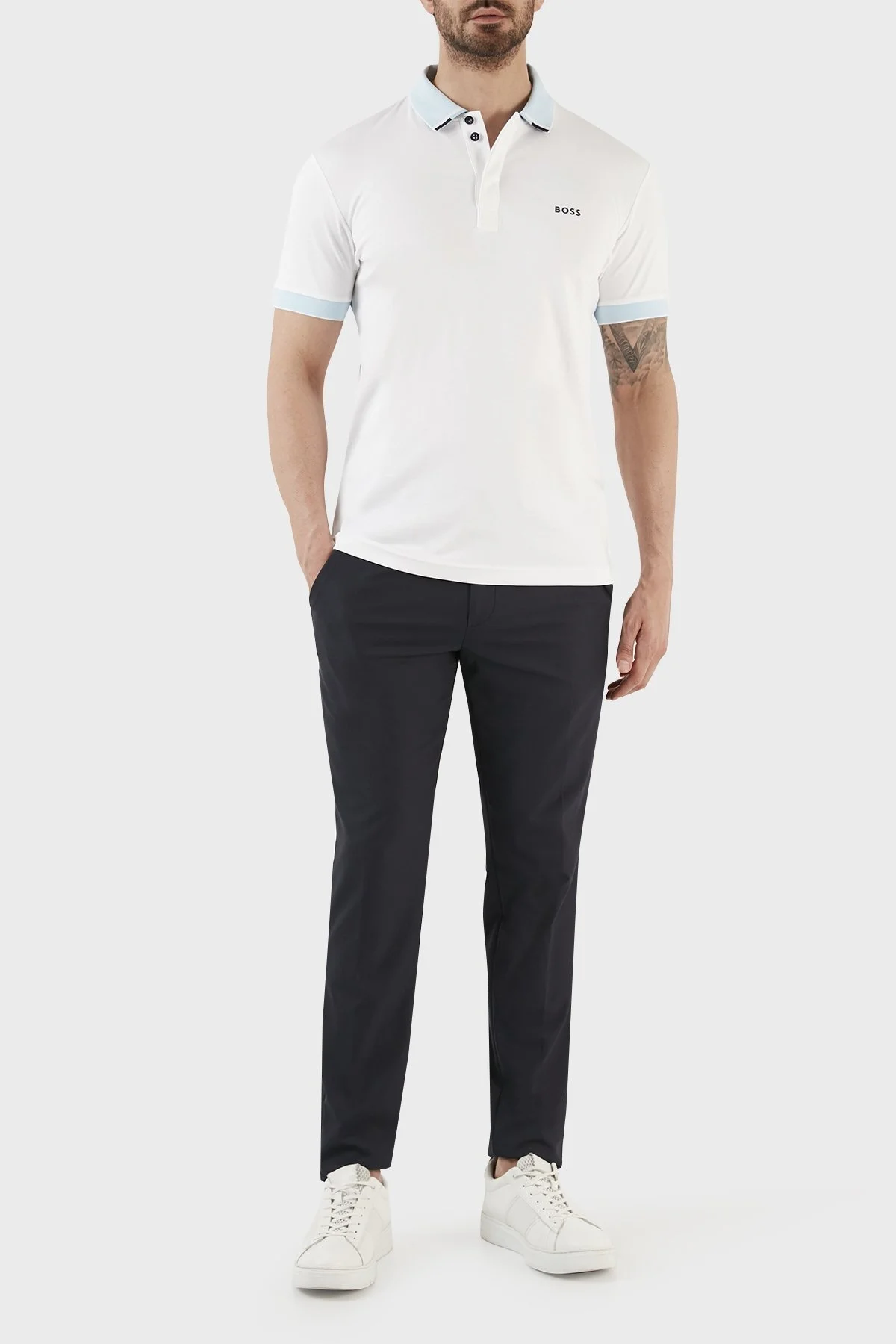 Boss % 100 Pamuk Regular Fit Düğmeli Erkek Polo T Shirt 50488259 100 BEYAZ - 5