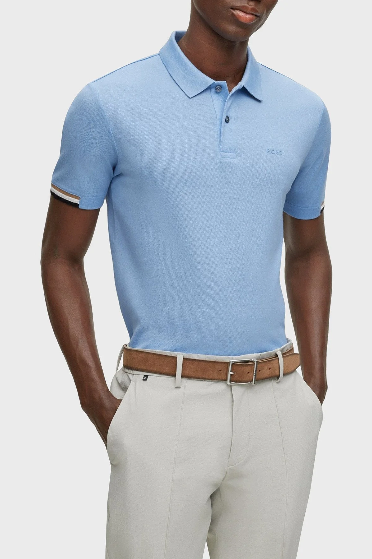 Boss % 100 Pamuk Regular Fit Düğmeli Erkek Polo Yaka T Shirt 50467113 492 MAVİ - 1