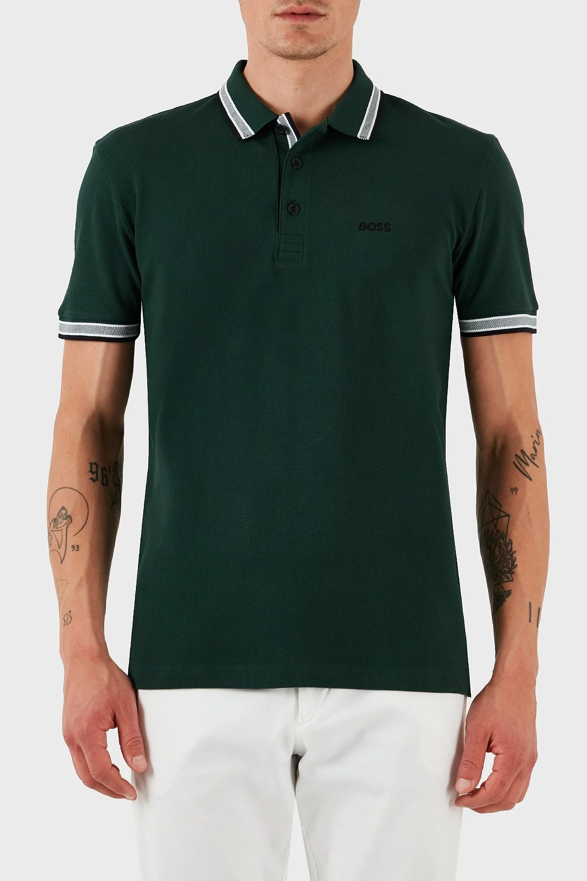 Boss % 100 Pamuk Regular Fit Düğmeli Erkek Polo Yaka T Shirt 50469055 349 HAKİ - 1