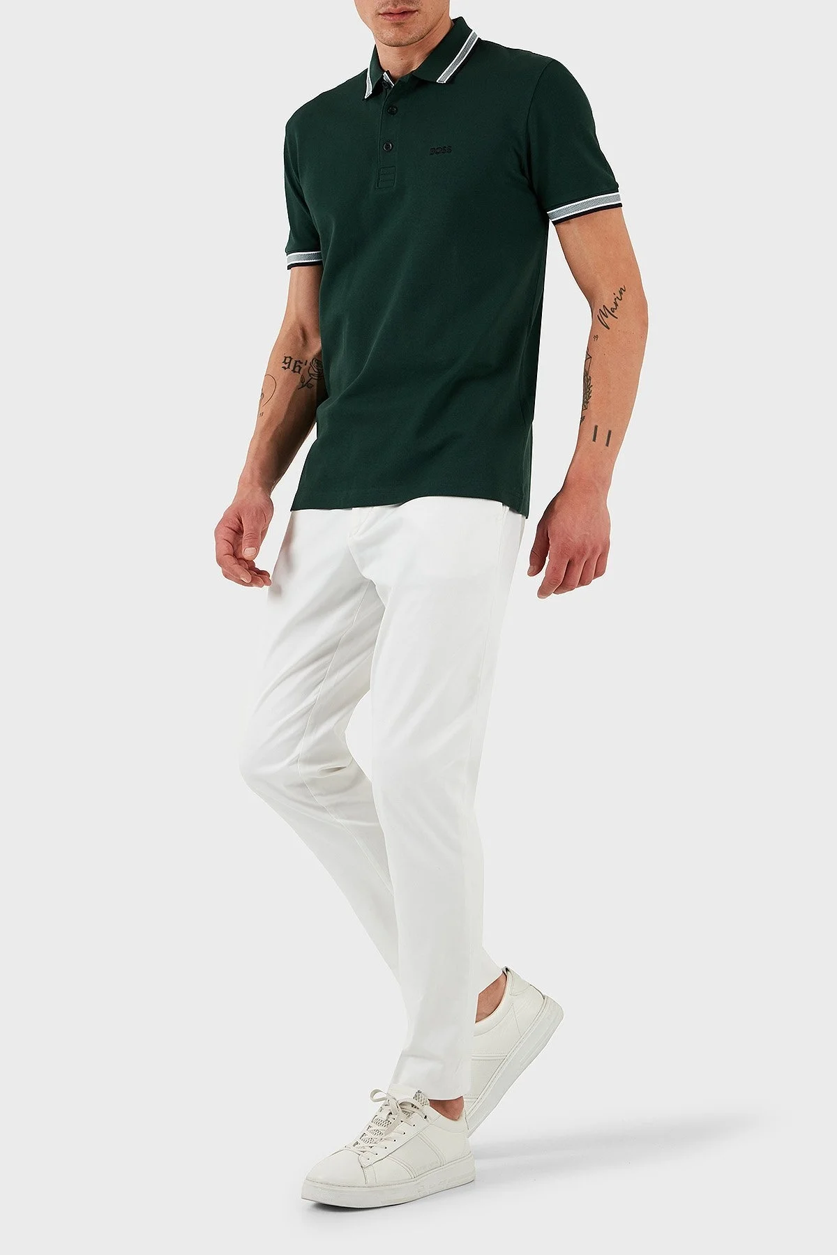 Boss % 100 Pamuk Regular Fit Düğmeli Erkek Polo Yaka T Shirt 50469055 349 HAKİ - 4