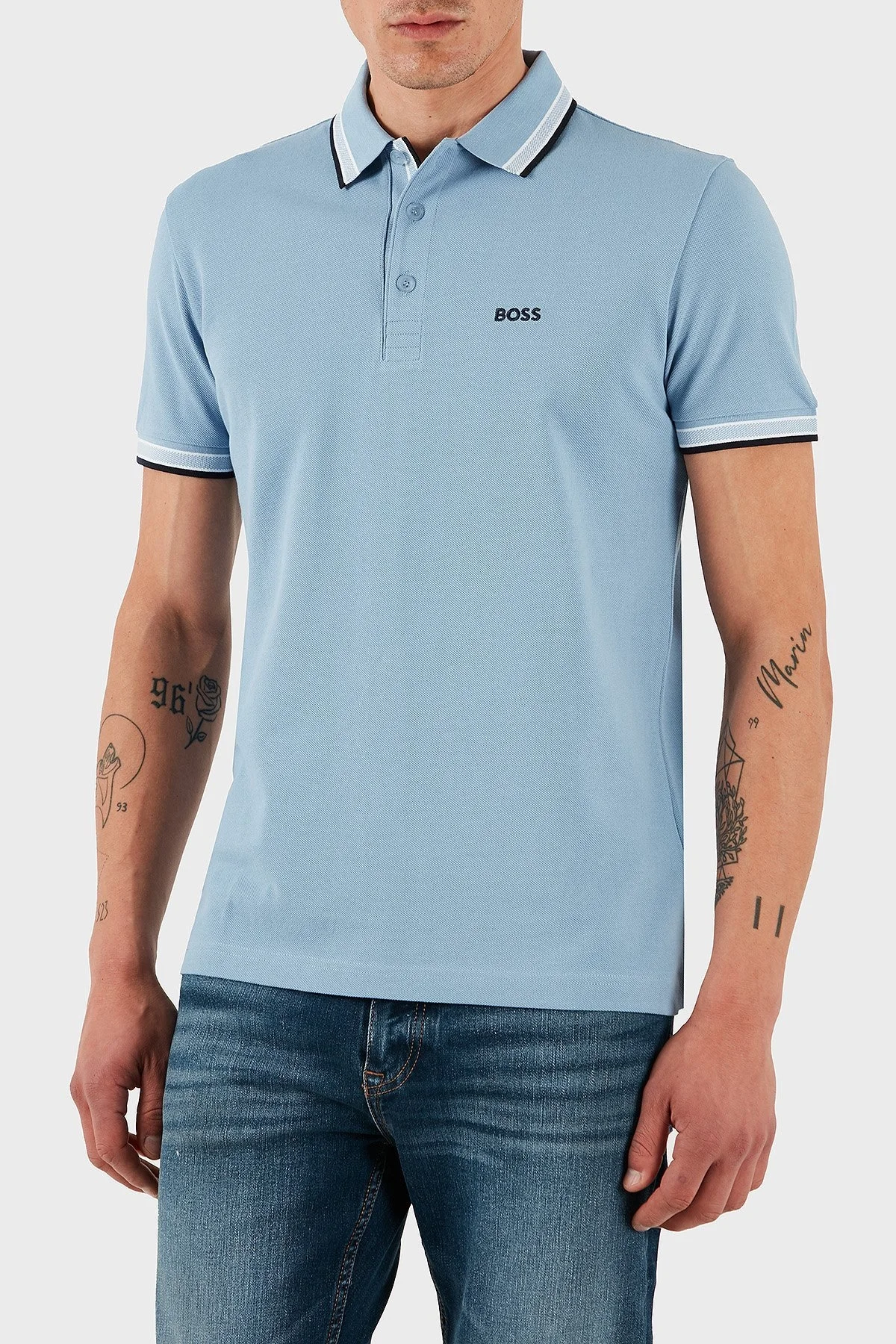 Boss % 100 Pamuk Regular Fit Düğmeli Erkek Polo Yaka T Shirt 50469055 496 MAVİ - 1