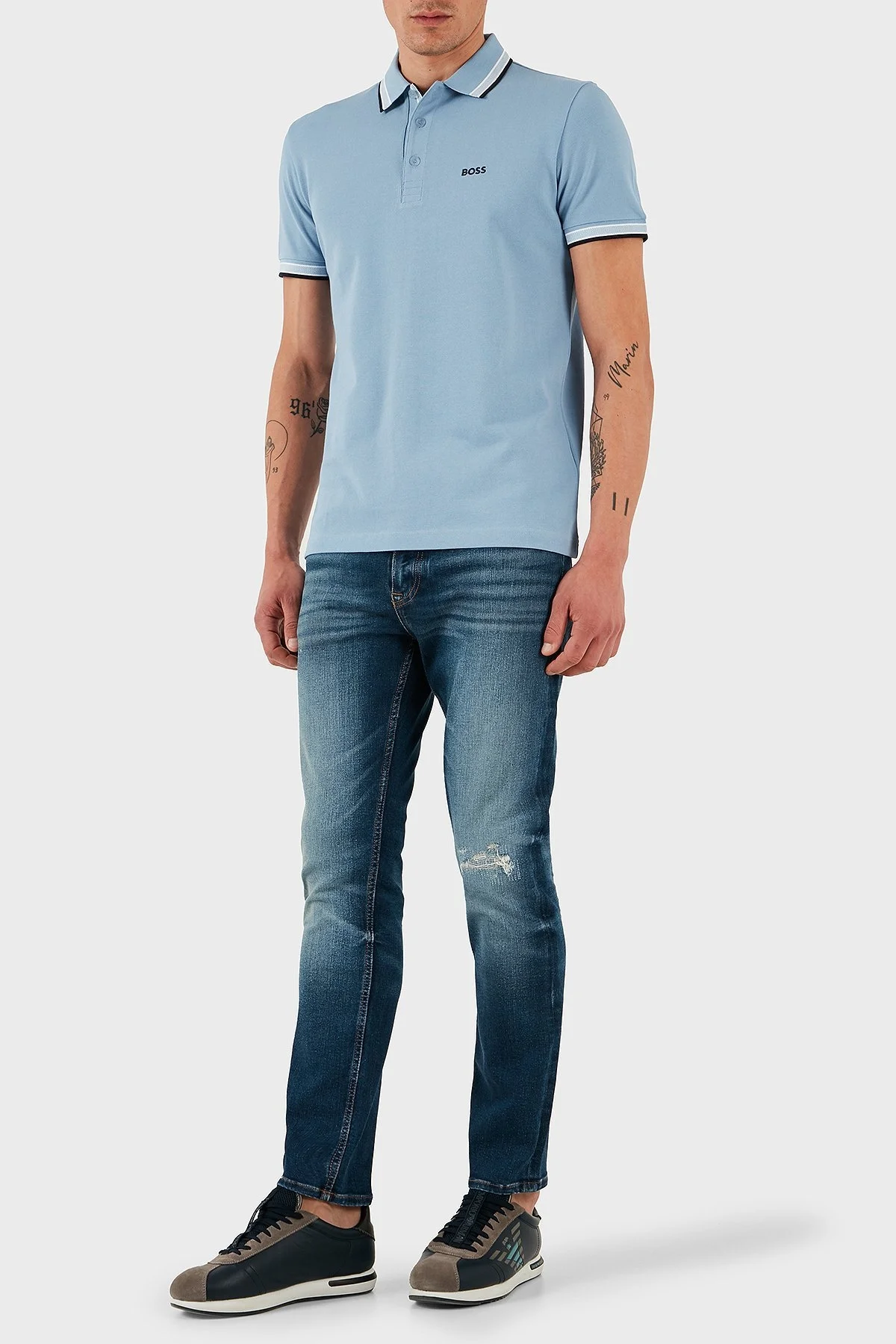 Boss % 100 Pamuk Regular Fit Düğmeli Erkek Polo Yaka T Shirt 50469055 496 MAVİ - 2