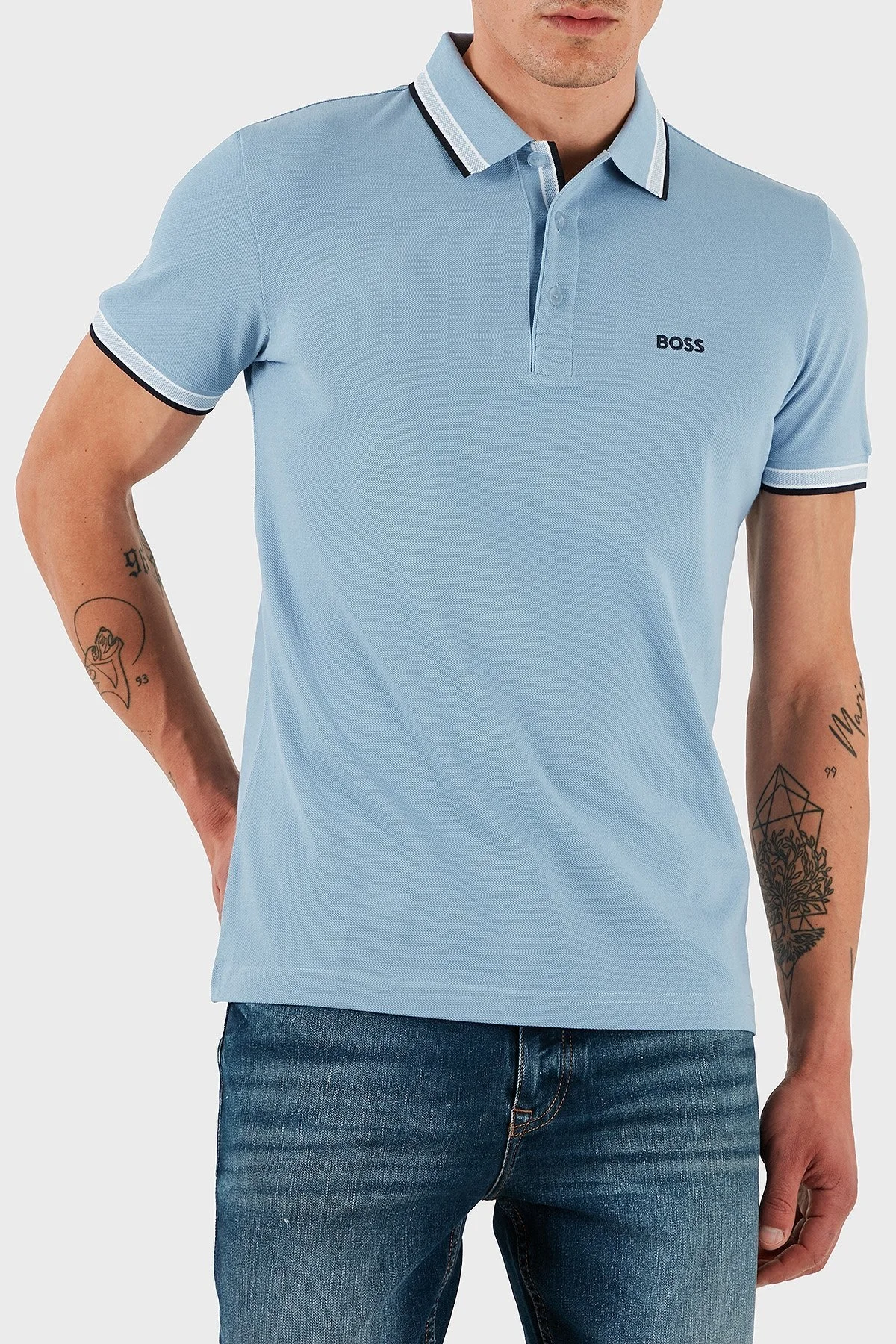 Boss % 100 Pamuk Regular Fit Düğmeli Erkek Polo Yaka T Shirt 50469055 496 MAVİ - 4