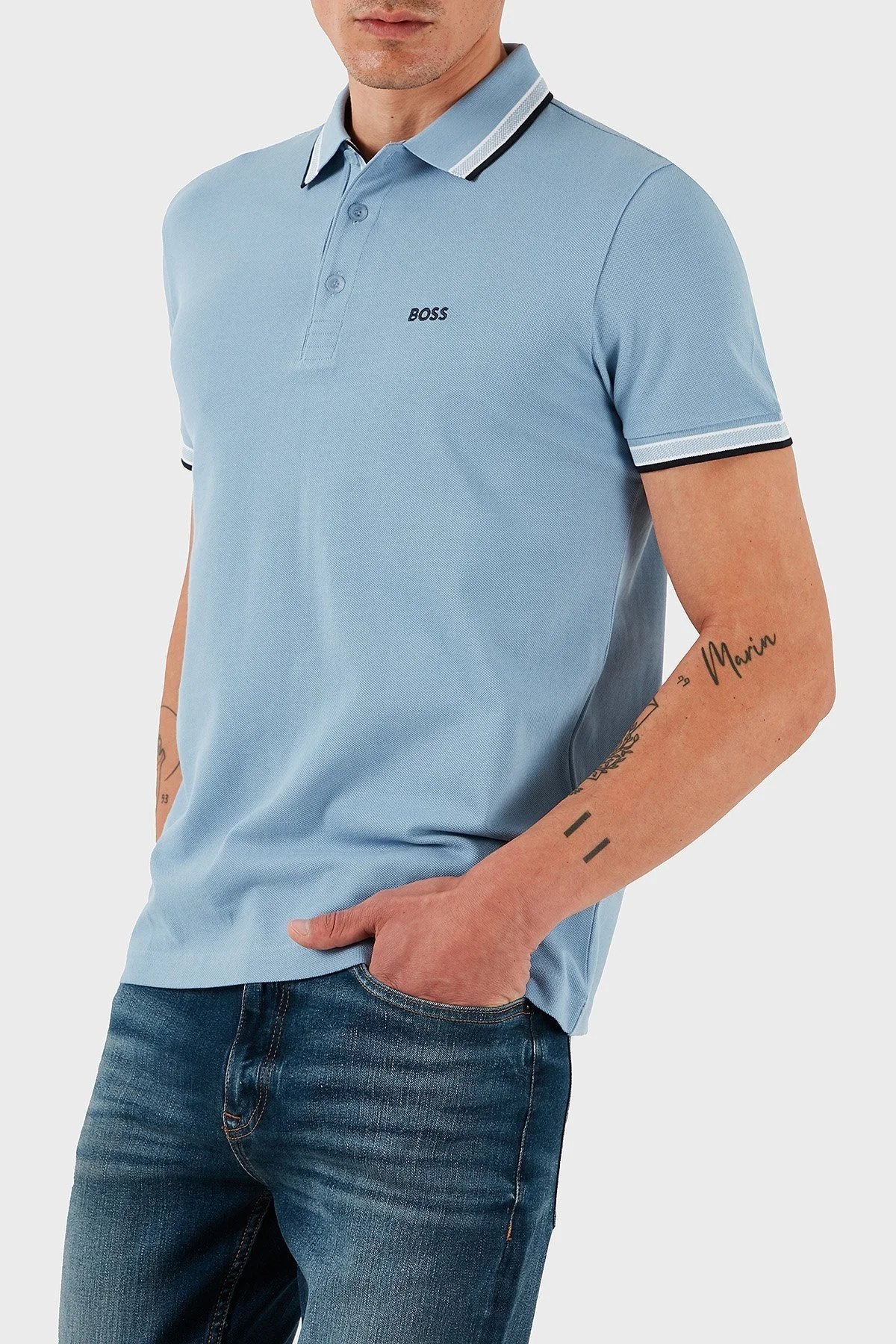 Boss % 100 Pamuk Regular Fit Düğmeli Erkek Polo Yaka T Shirt 50469055 496 MAVİ - 5
