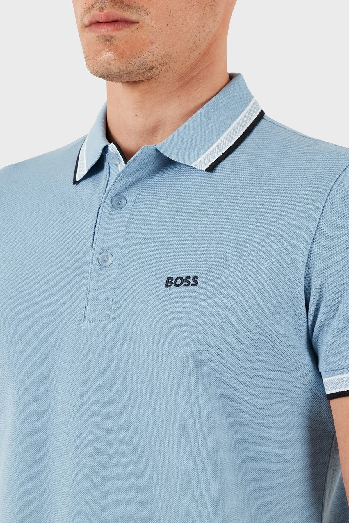 Boss % 100 Pamuk Regular Fit Düğmeli Erkek Polo Yaka T Shirt 50469055 496 MAVİ - 6