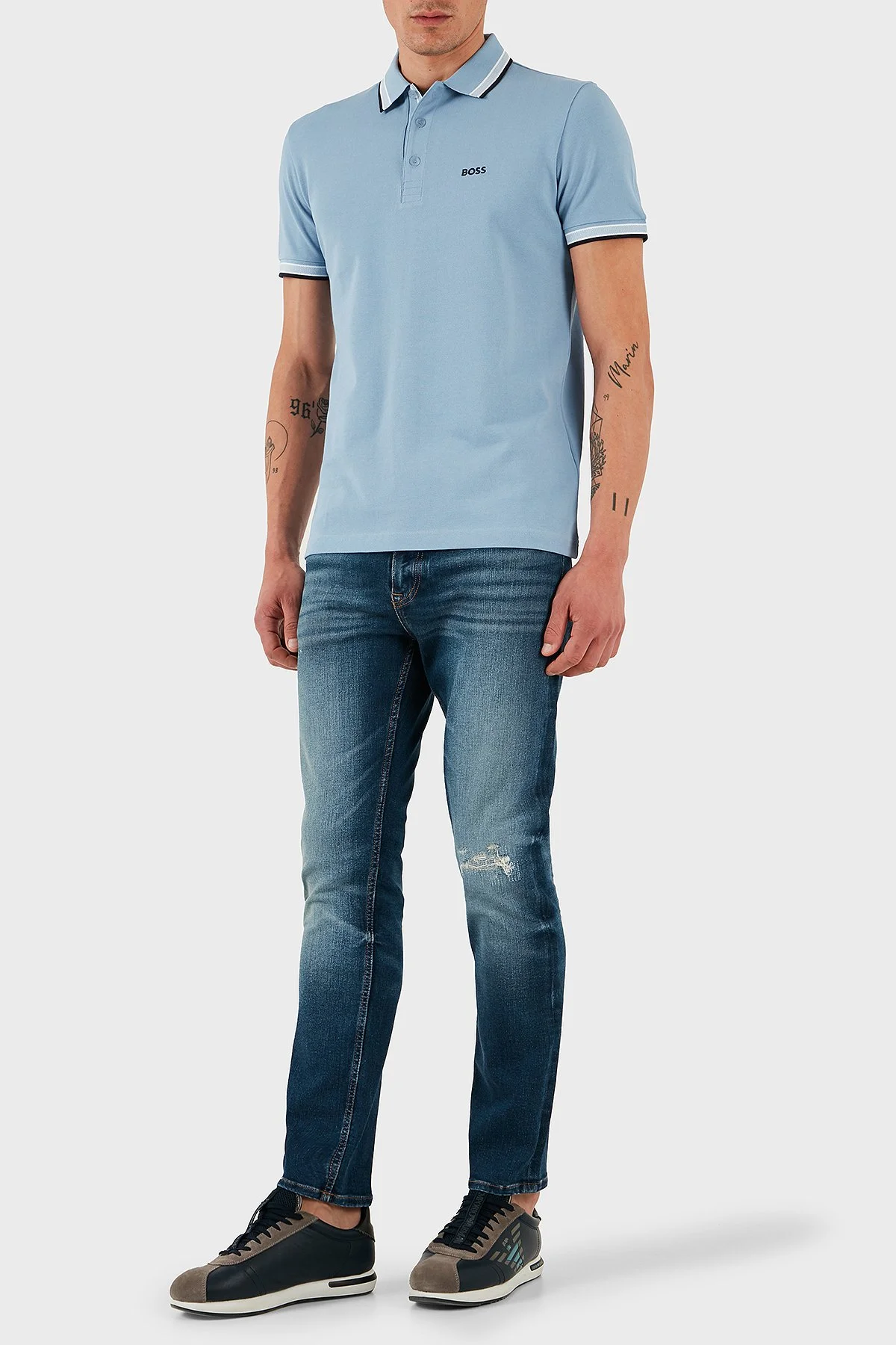 Boss % 100 Pamuk Regular Fit Düğmeli Erkek Polo Yaka T Shirt 50469055 496 MAVİ - 2