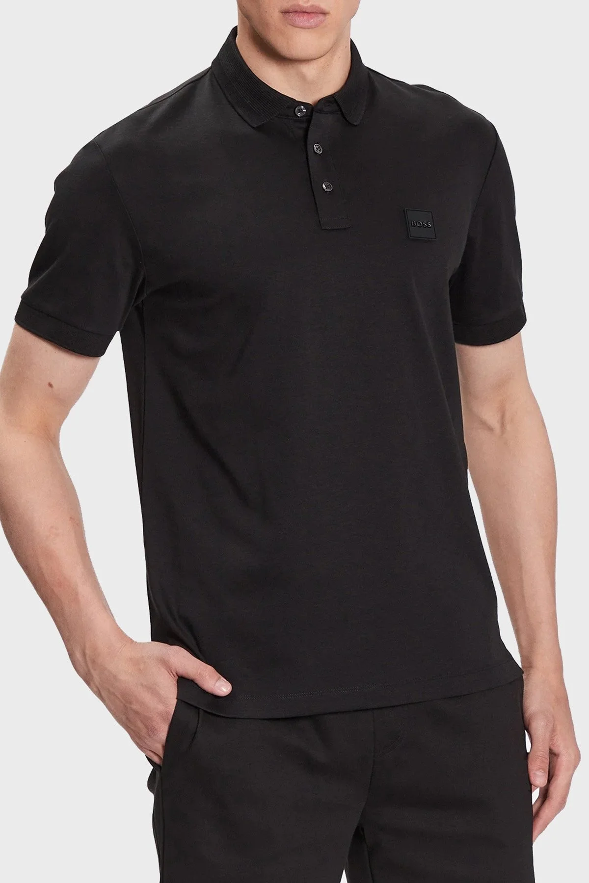 Boss % 100 Pamuk Regular Fit Düğmeli Erkek Polo Yaka T Shirt 50486953 001 SİYAH - 1