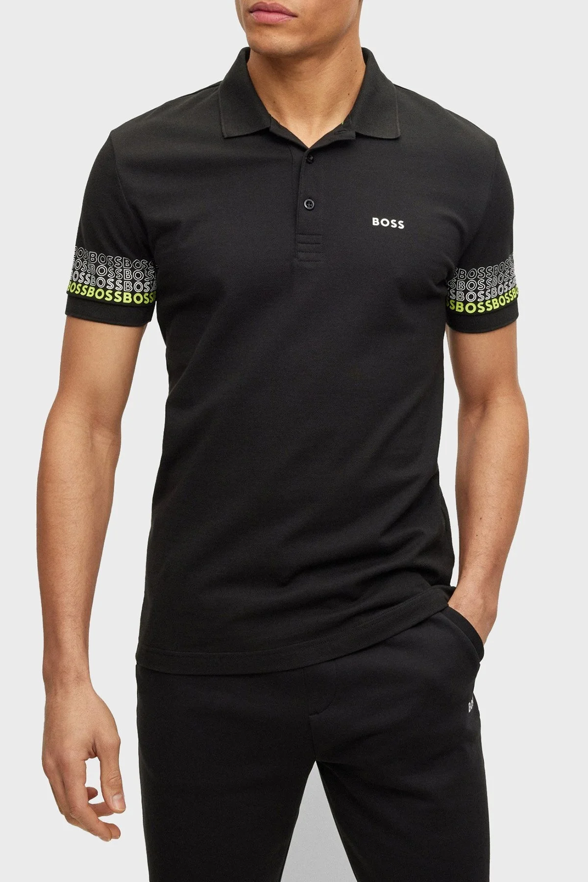 Boss % 100 Pamuk Regular Fit Düğmeli Erkek Polo Yaka T Shirt 50488293 001 SİYAH - 1