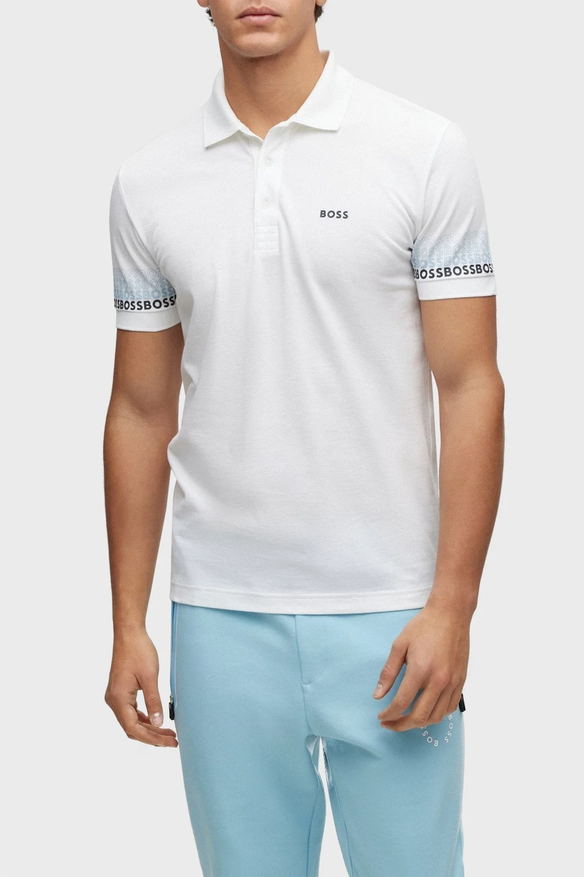 Boss % 100 Pamuk Regular Fit Düğmeli Erkek Polo Yaka T Shirt 50488293 100 BEYAZ - 1