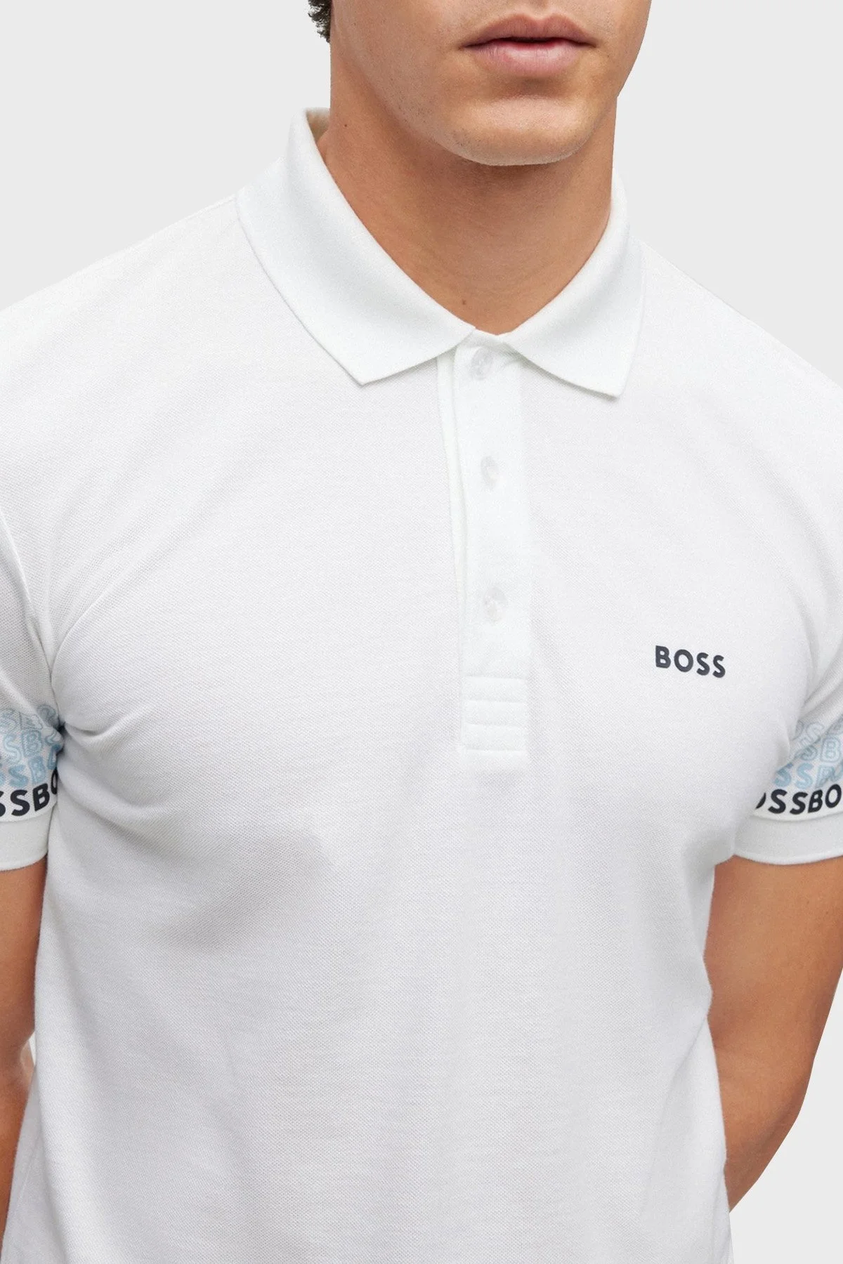 Boss % 100 Pamuk Regular Fit Düğmeli Erkek Polo Yaka T Shirt 50488293 100 BEYAZ - 3