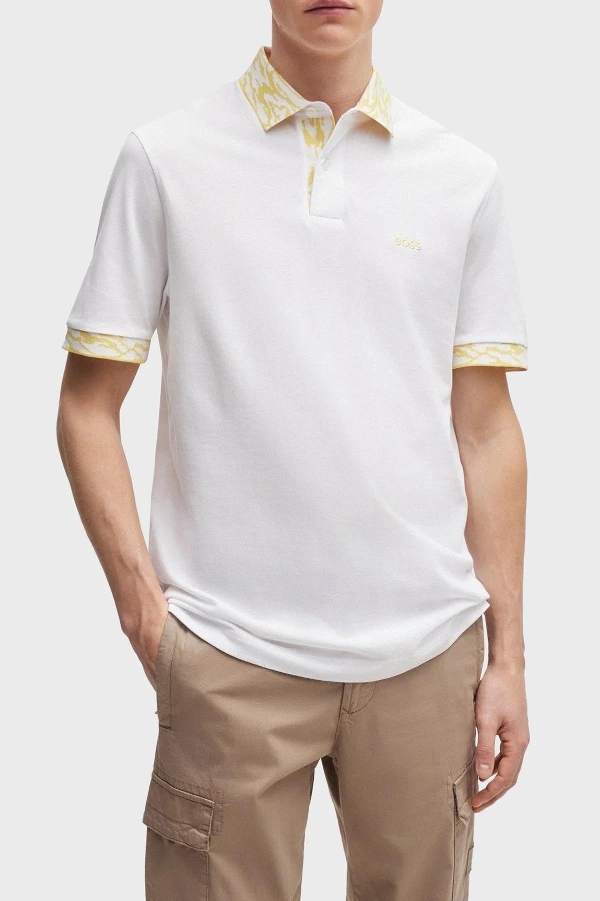 Boss % 100 Pamuk Regular Fit Düğmeli Erkek Polo Yaka T Shirt 50515903 100 BEYAZ - 1