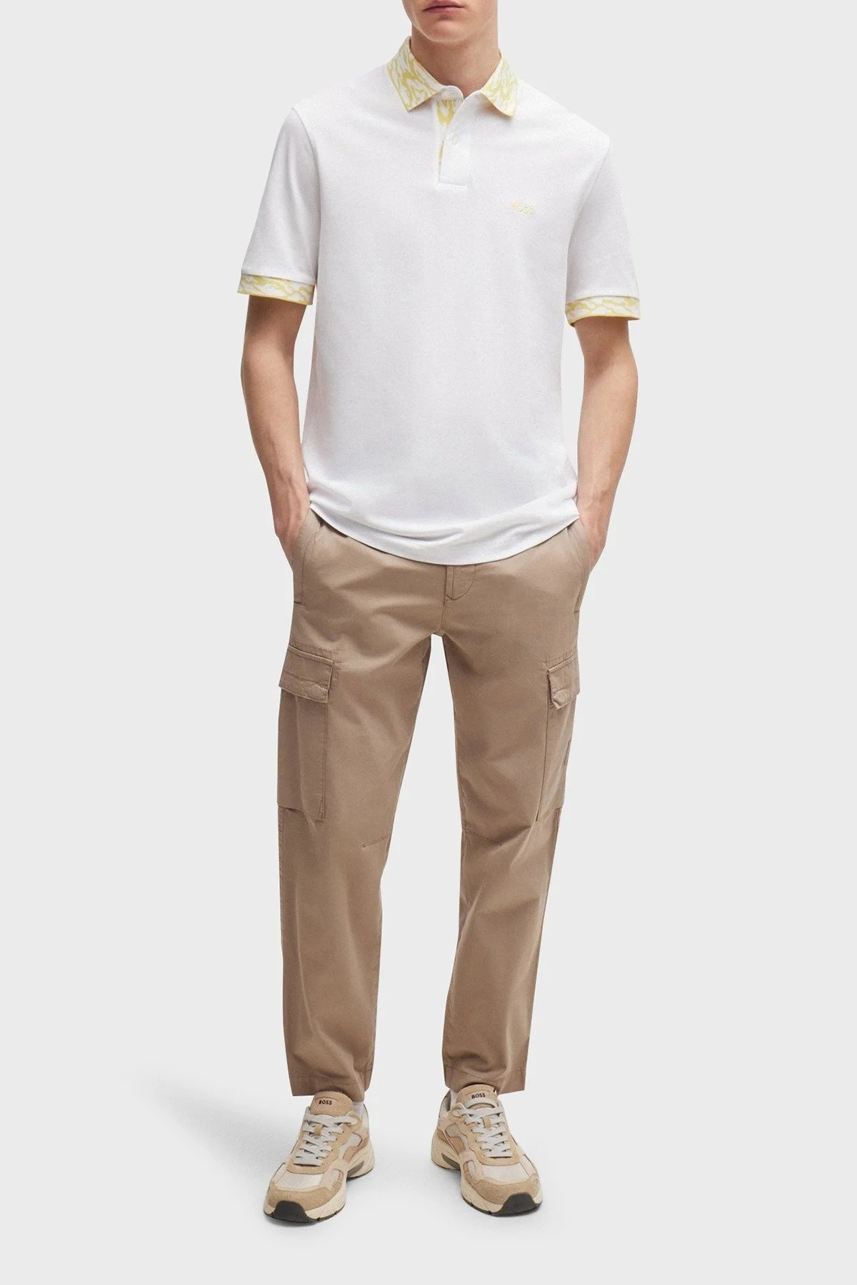 Boss % 100 Pamuk Regular Fit Düğmeli Erkek Polo Yaka T Shirt 50515903 100 BEYAZ - 2
