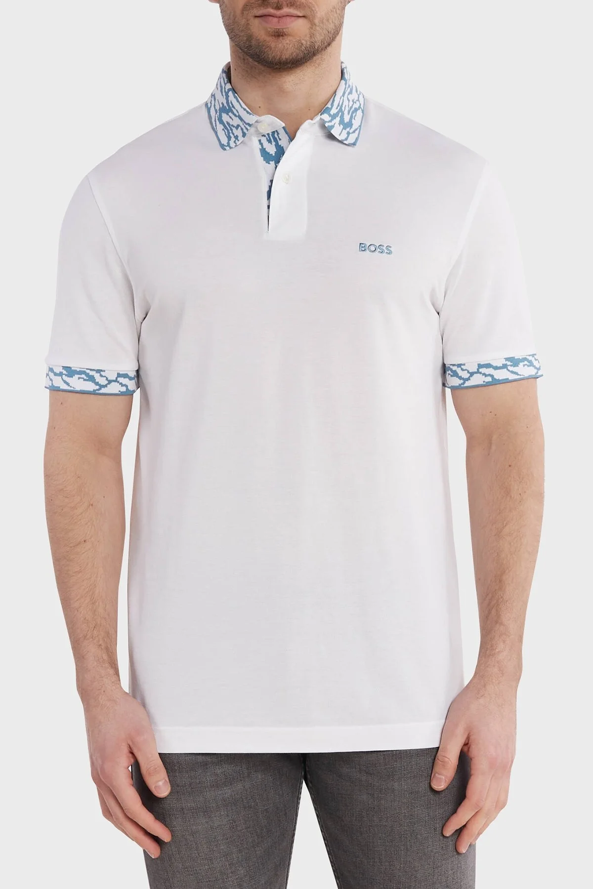Boss % 100 Pamuk Regular Fit Düğmeli Erkek Polo Yaka T Shirt 50515903 101 BEYAZ - 7