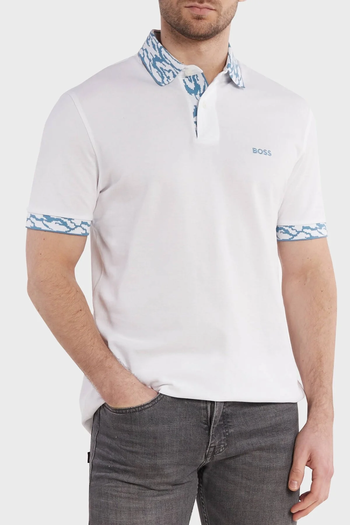 Boss % 100 Pamuk Regular Fit Düğmeli Erkek Polo Yaka T Shirt 50515903 101 BEYAZ - 10