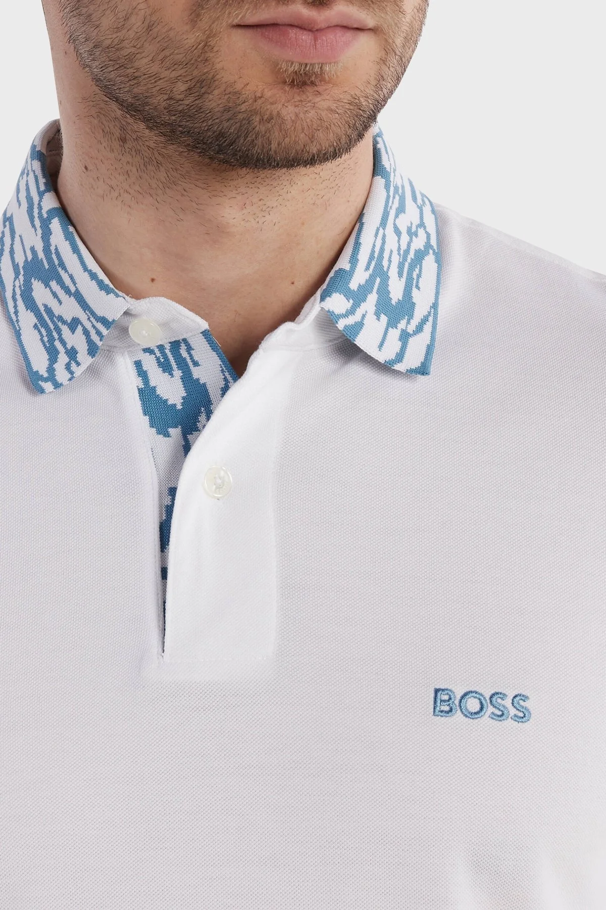 Boss % 100 Pamuk Regular Fit Düğmeli Erkek Polo Yaka T Shirt 50515903 101 BEYAZ - 11