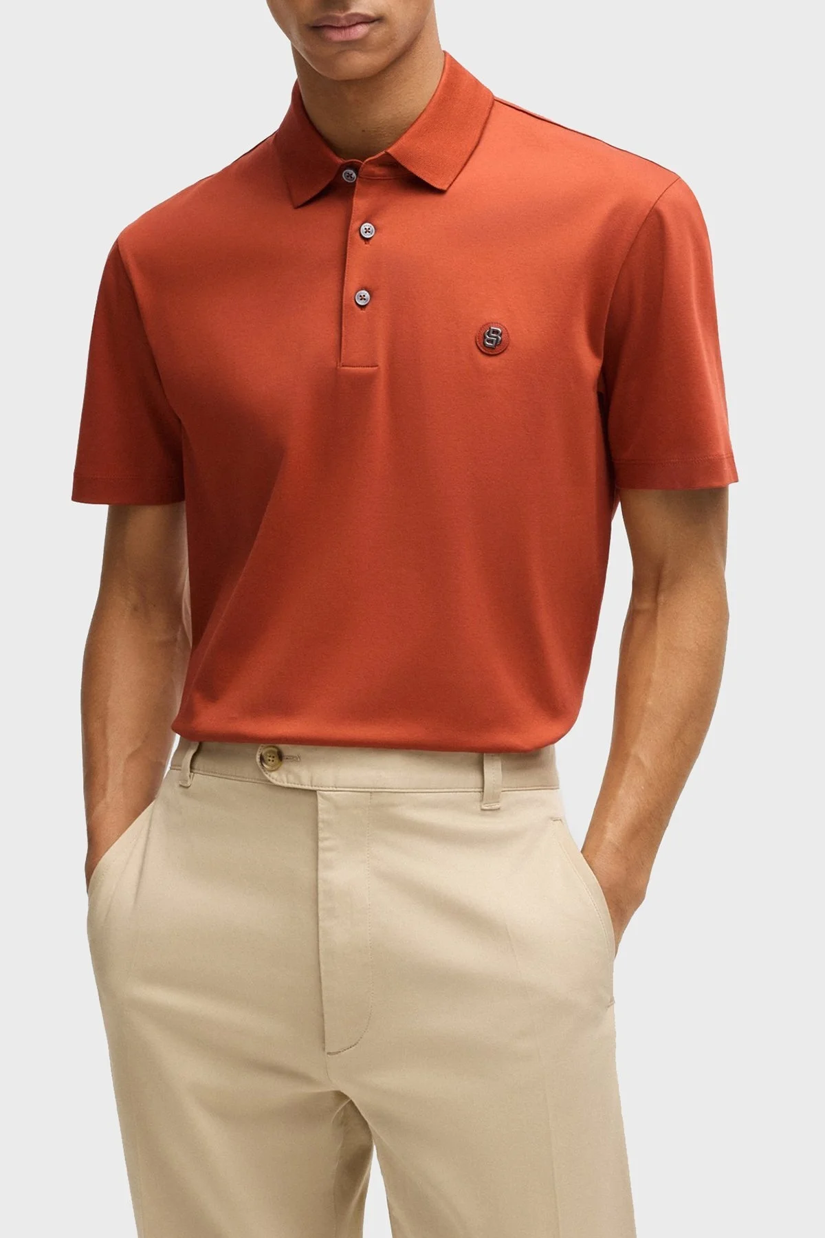 Boss % 100 Pamuk Regular Fit Düğmeli Erkek Polo Yaka T Shirt 50520297 806 KİREMİT - 1