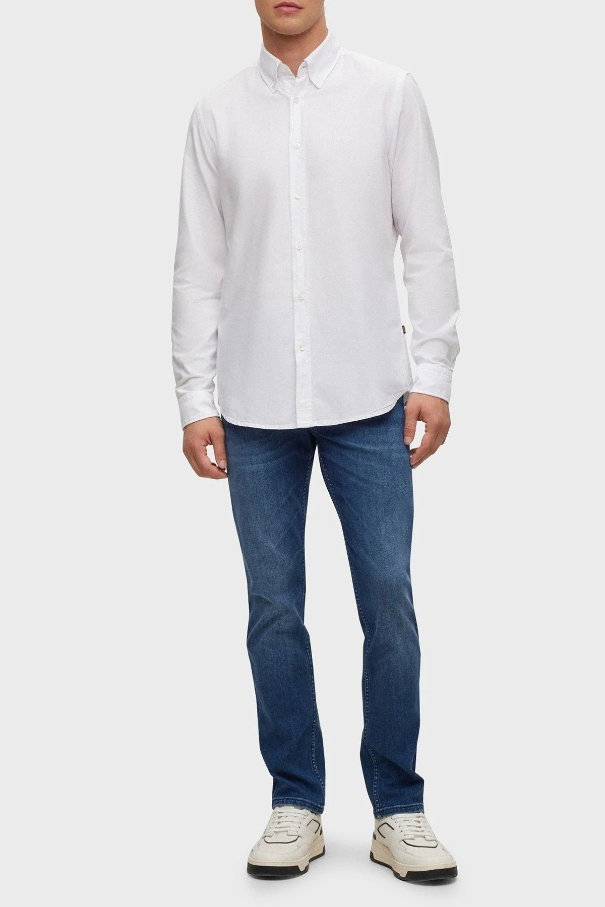 Boss % 100 Pamuk Regular Fit Düğmeli Yaka Erkek Gömlek 50489341 100 BEYAZ - 8