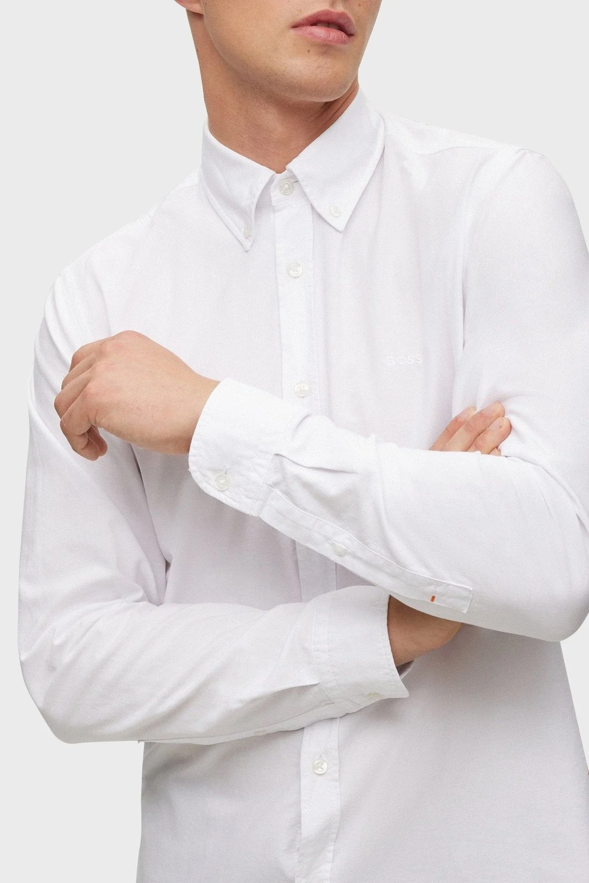 Boss % 100 Pamuk Regular Fit Düğmeli Yaka Erkek Gömlek 50489341 100 BEYAZ - 10