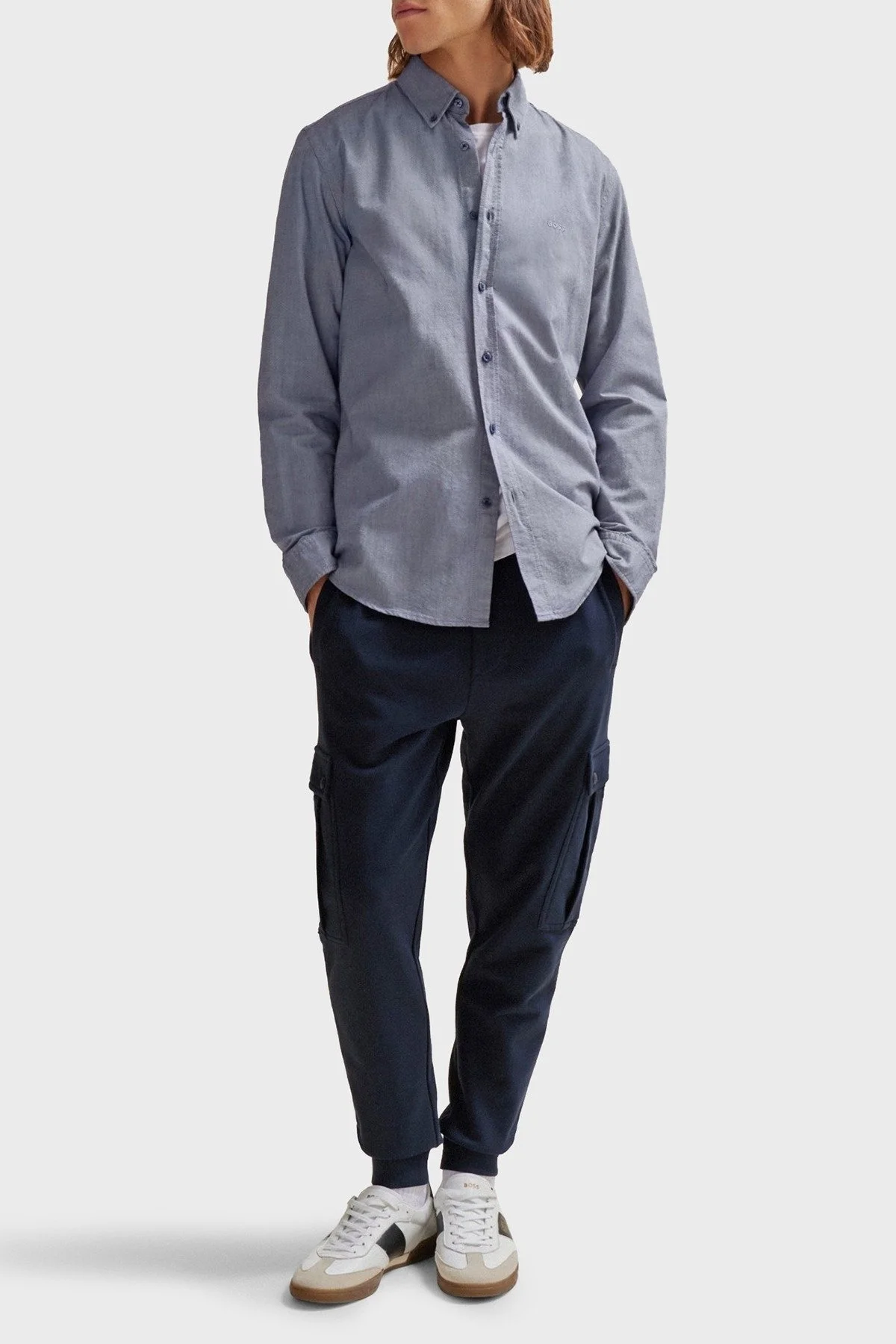 Boss % 100 Pamuk Regular Fit Düğmeli Yaka Erkek Gömlek 50489341 418 AÇIK MAVİ - 8