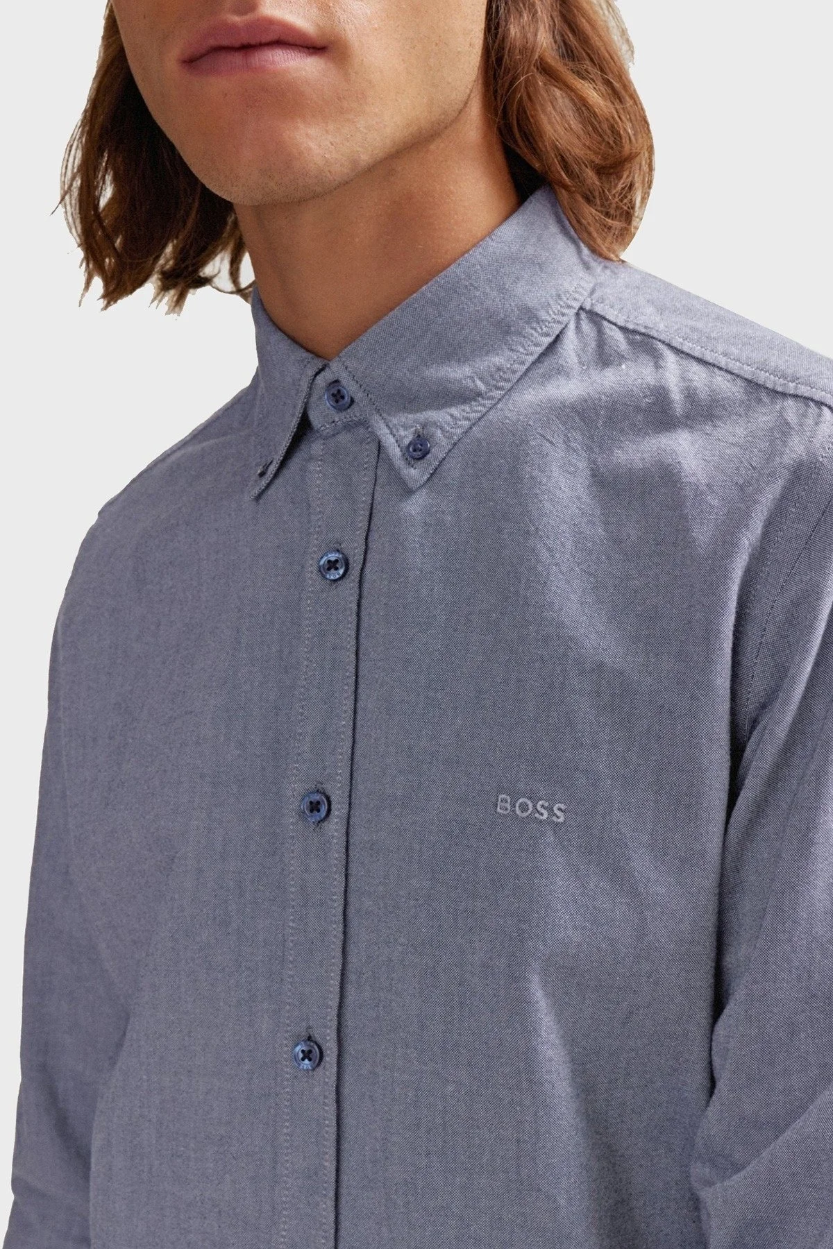 Boss % 100 Pamuk Regular Fit Düğmeli Yaka Erkek Gömlek 50489341 418 AÇIK MAVİ - 10